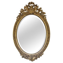 Antique 19th Century Large Oval Gilt Wall / Overmantel Mirror – Decorative Gold