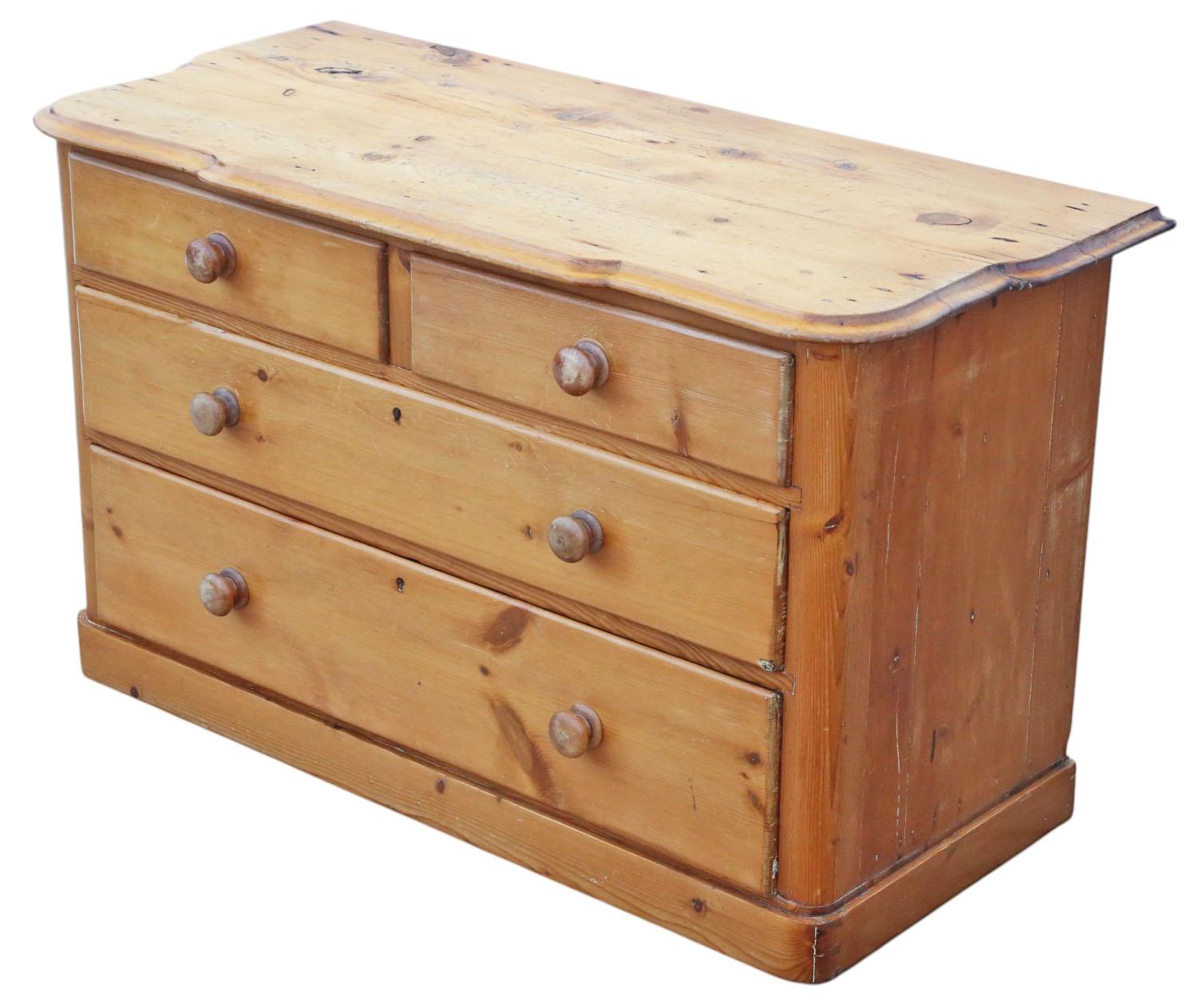 Antique 19th Century Large Pine Chest of Four Drawers – Fine Quality In Good Condition For Sale In Wisbech, Cambridgeshire