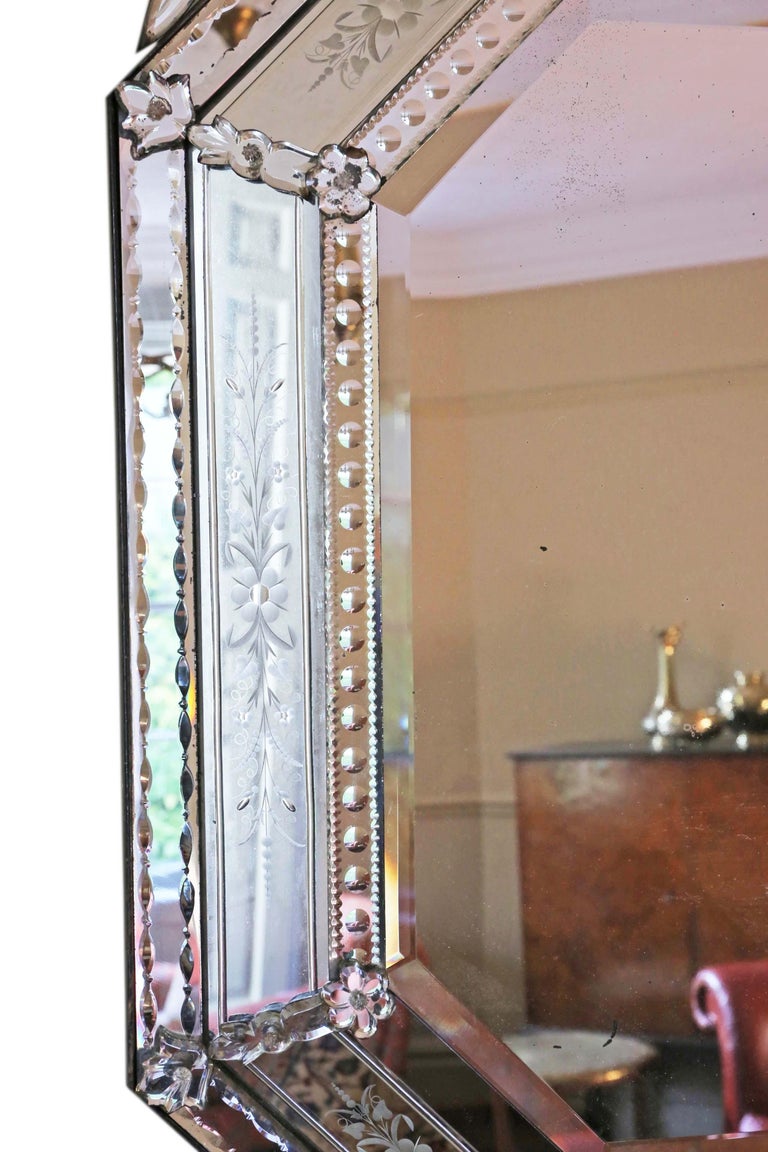 Antique 19th Century Large Venetian Glass Overmantle Wall Mirror at 1stDibs