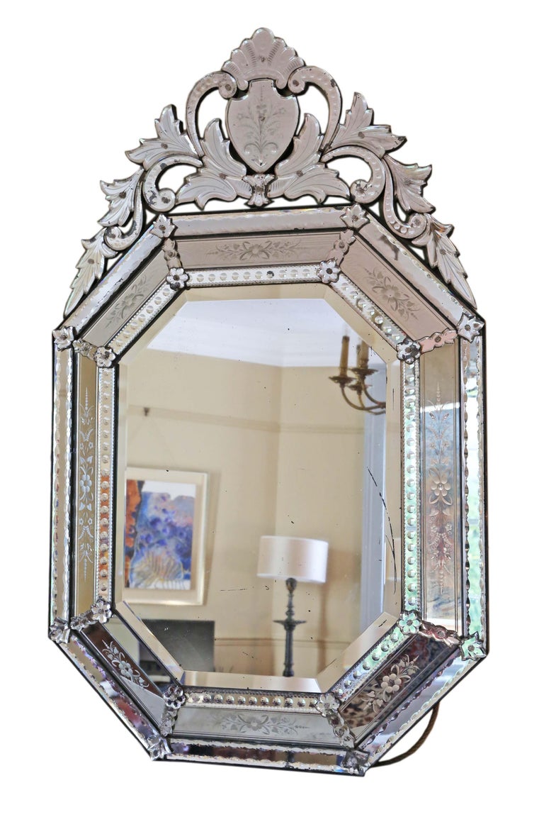 Antique 19th Century Large Glass Overmantle Wall Mirror at 1stDibs