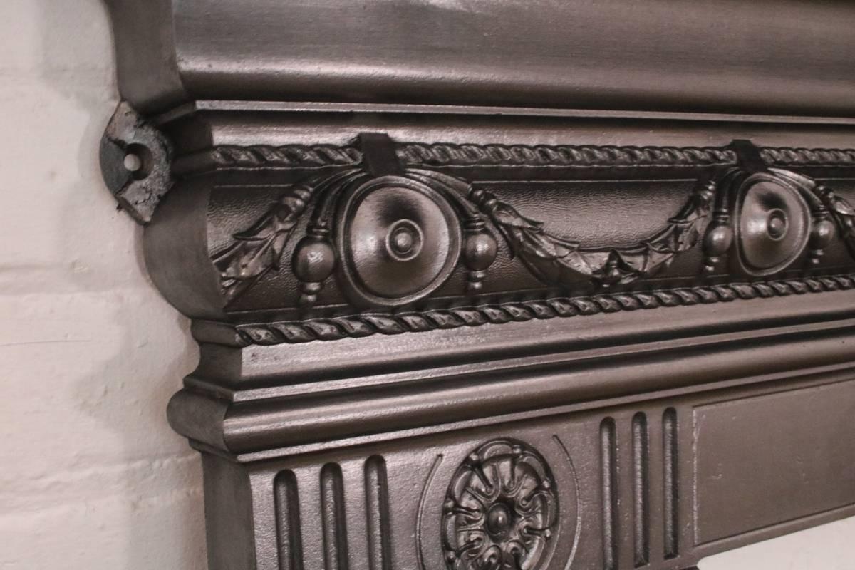 Antique 19th Century Late Victorian Cast Iron Fireplace Surround 2