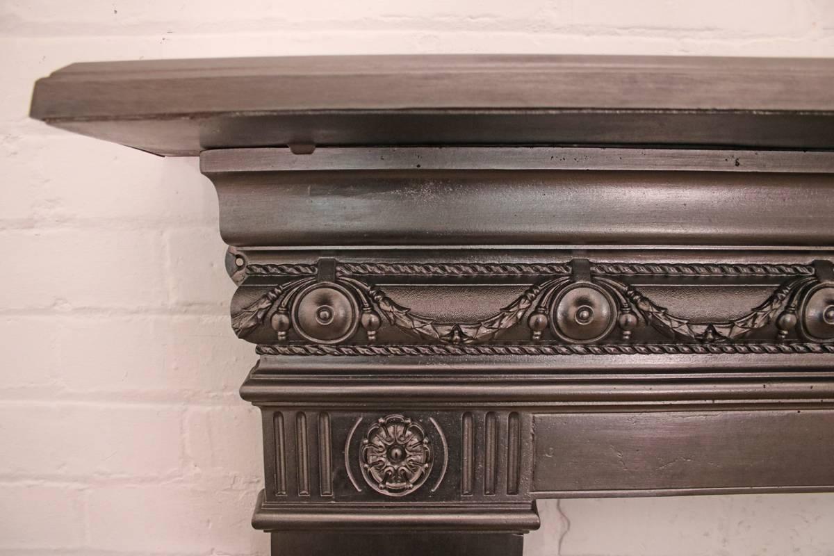 Antique 19th Century Late Victorian Cast Iron Fireplace Surround 3