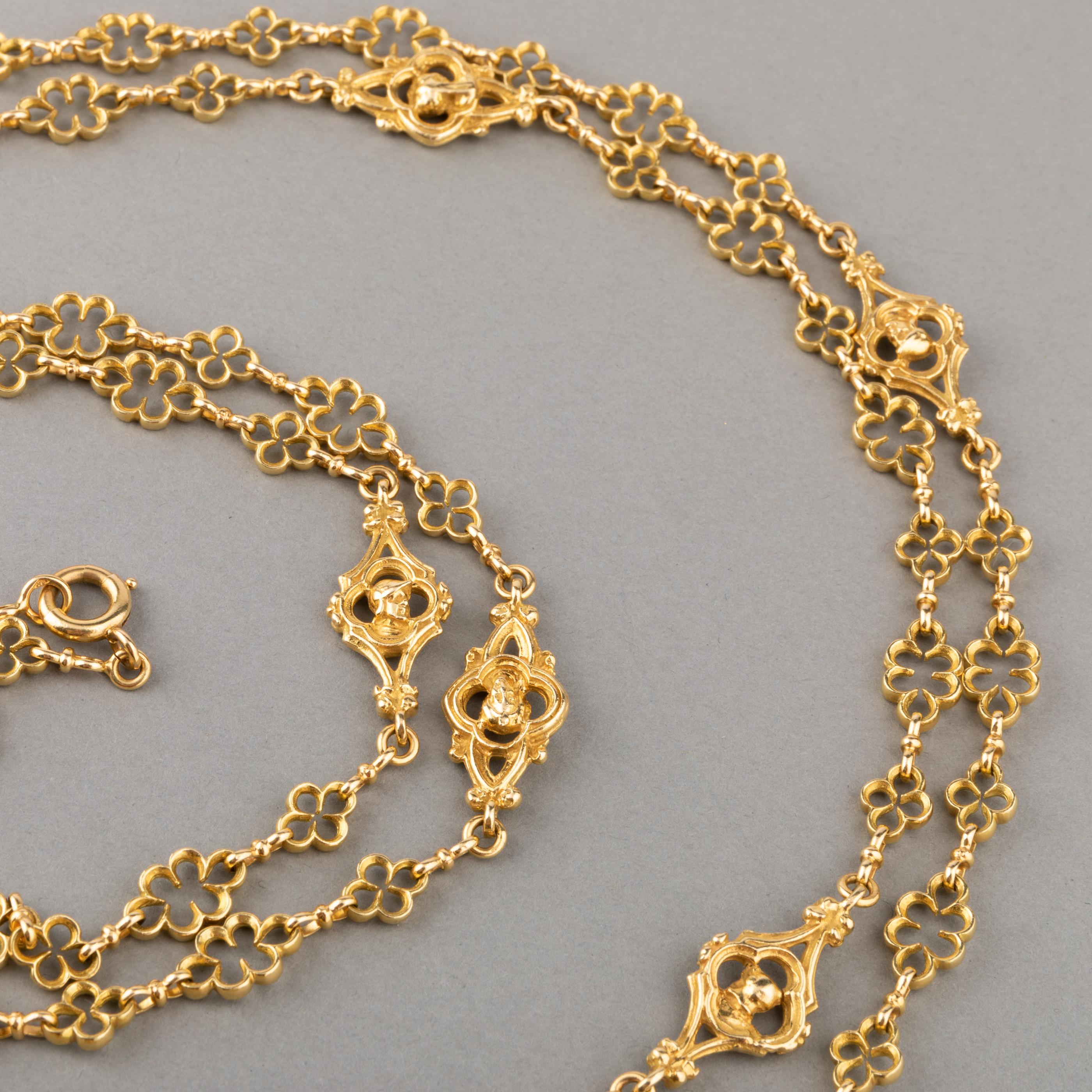 Antique 19th Century Long French Necklace In Good Condition For Sale In Saint-Ouen, FR
