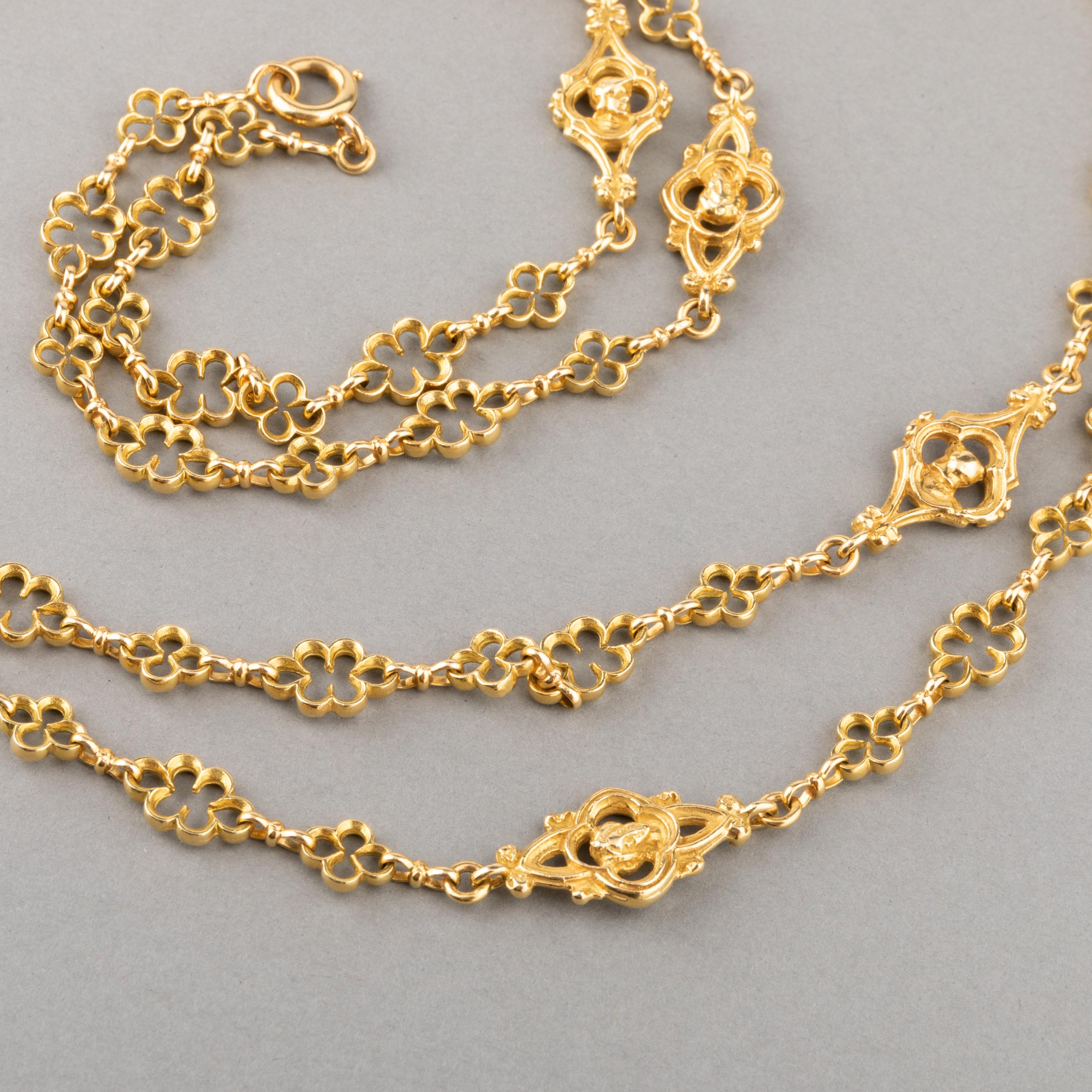 Women's or Men's Antique 19th Century Long French Necklace For Sale