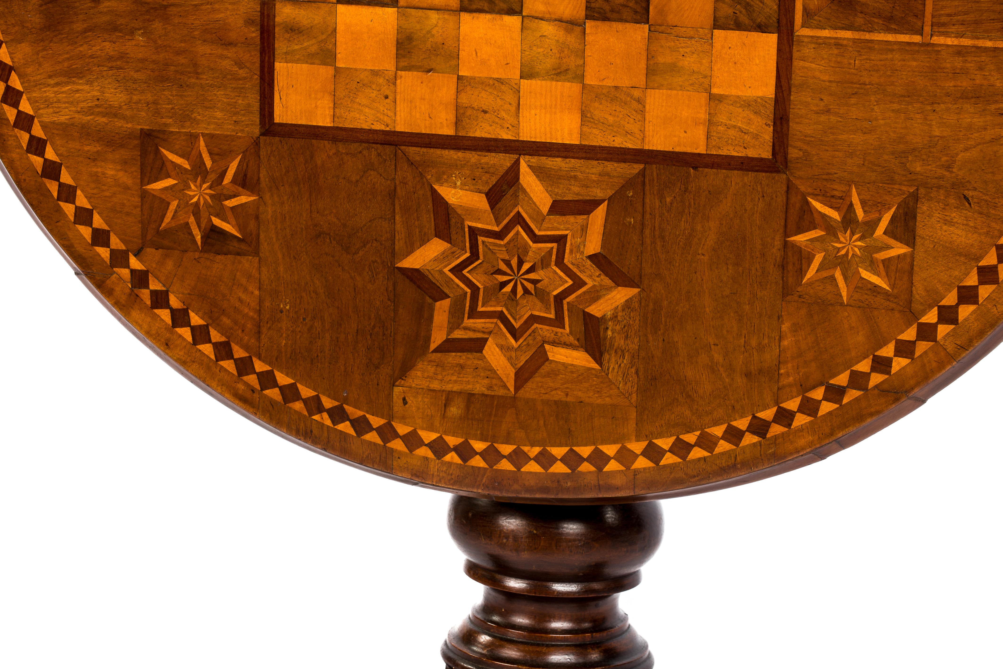 Antique 19th Century Louis Philippe Style Italian Marquetry Chess Gueridon Table 3