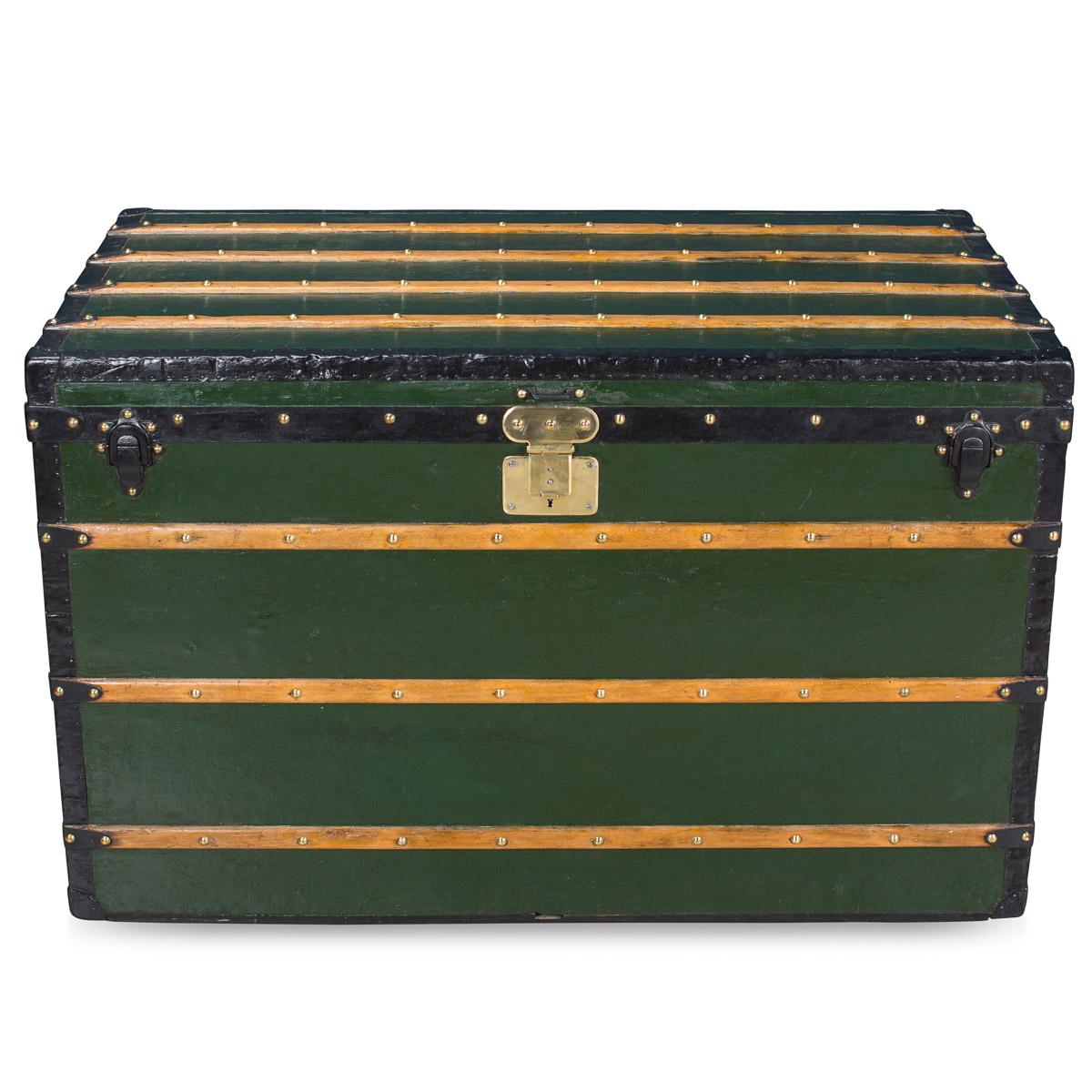 Antique 19th century rare and early Louis Vuitton of grand proportions. This trunk pre-dates the famous monogram or damier canvas covered trunks and would make a great addition to any collection.
Condition:

Some wear. Structurally