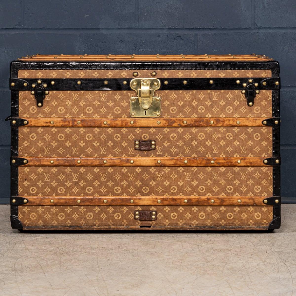 French Antique 19th Century Louis Vuitton Trunk In Woven Canvas, France c.1890