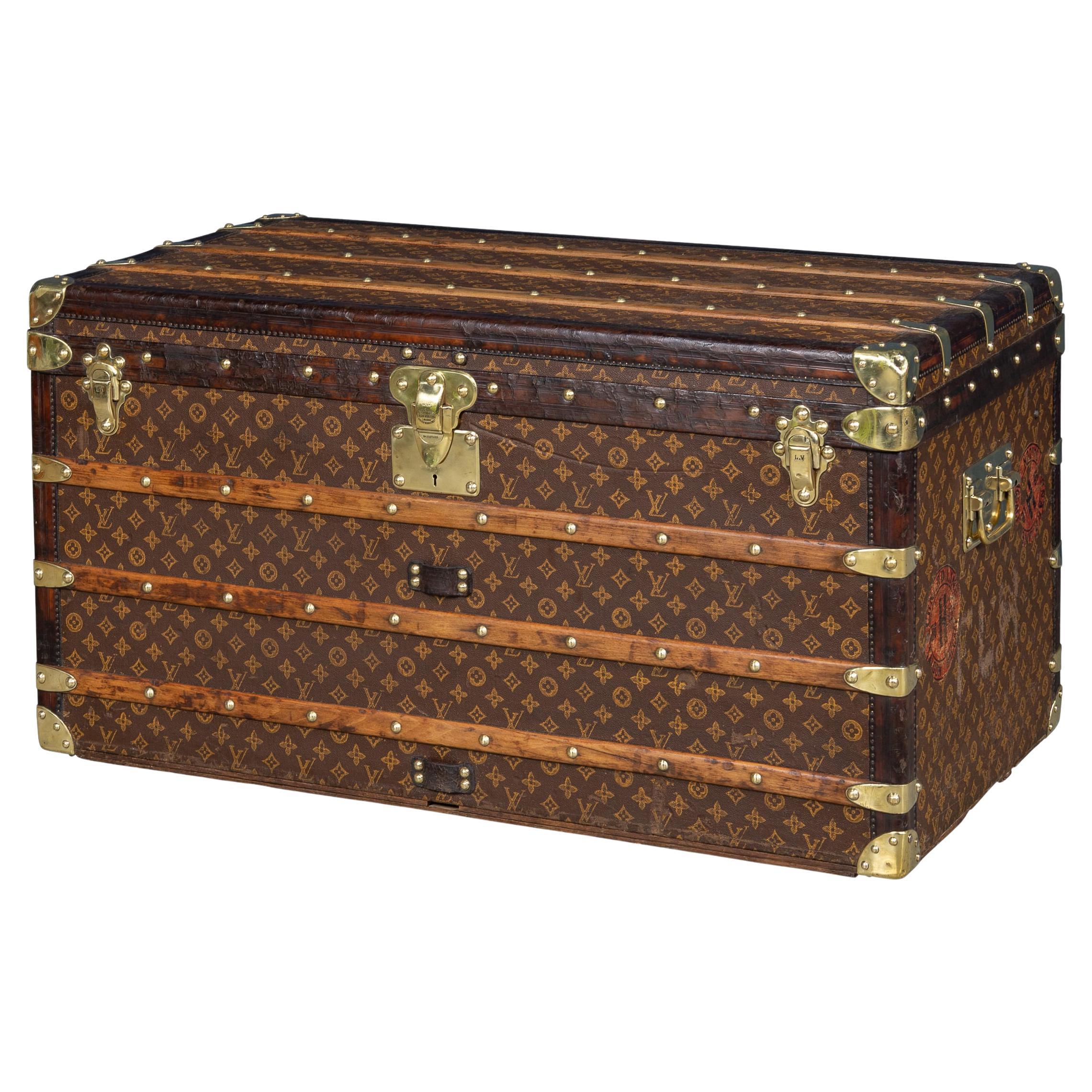 Antique 19th Century Louis Vuitton Trunk In Woven Monogram Canvas, France c.1896 For Sale