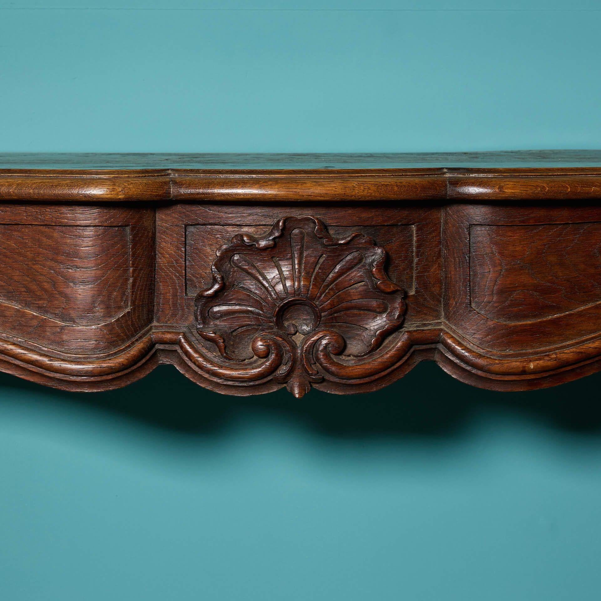 Wood Antique 19th Century Louis XV Carved Oak Fireplace For Sale