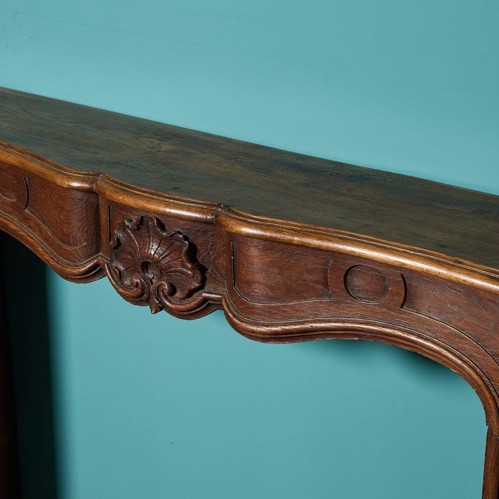 Antique 19th Century Louis XV Carved Oak Fireplace For Sale 1