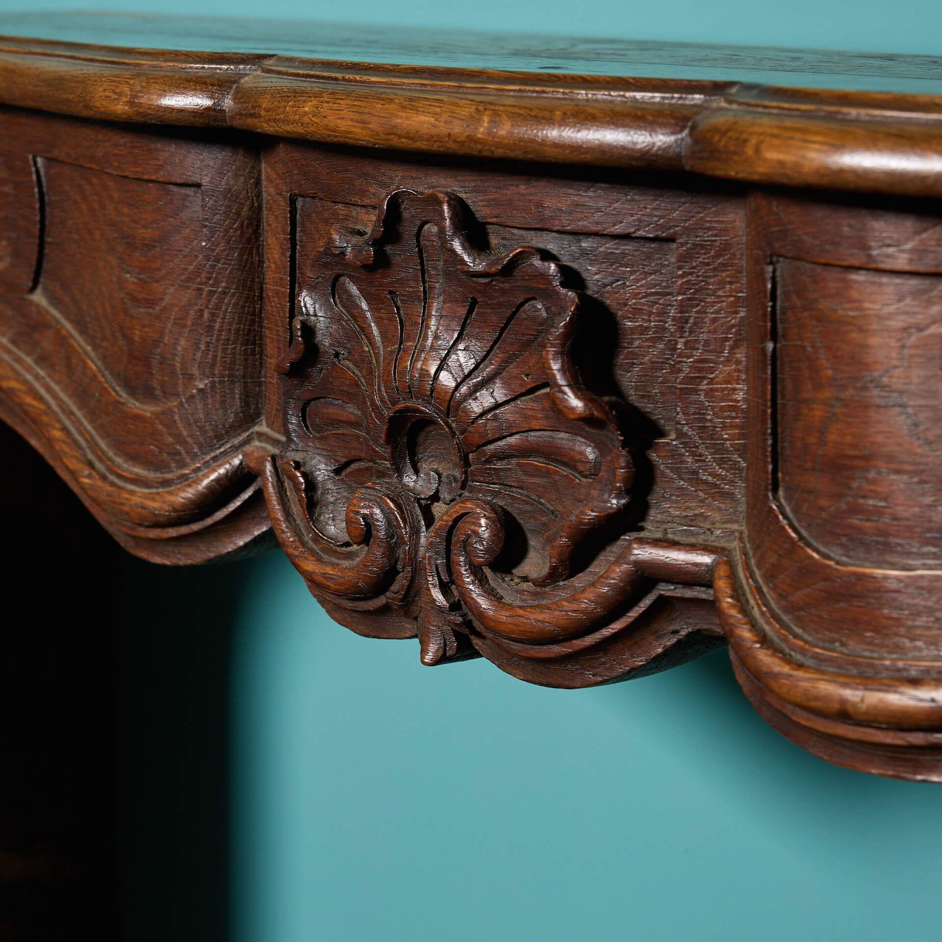Antique 19th Century Louis XV Carved Oak Fireplace For Sale 3