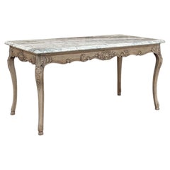 Antique 19th Century Louis XV Stripped Table with Marble Top