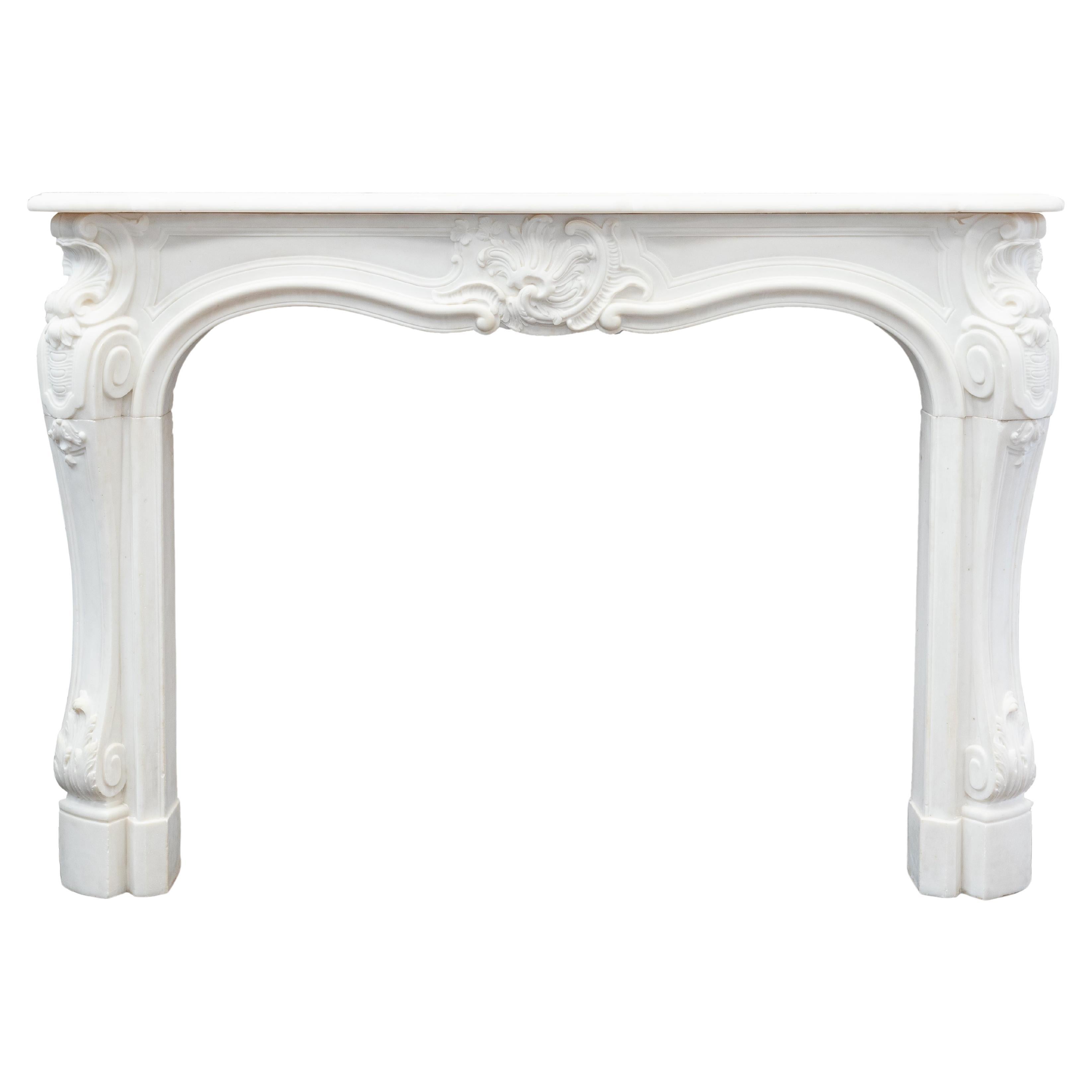 Antique 19th Century Louis XV style French Marble Fireplace For Sale