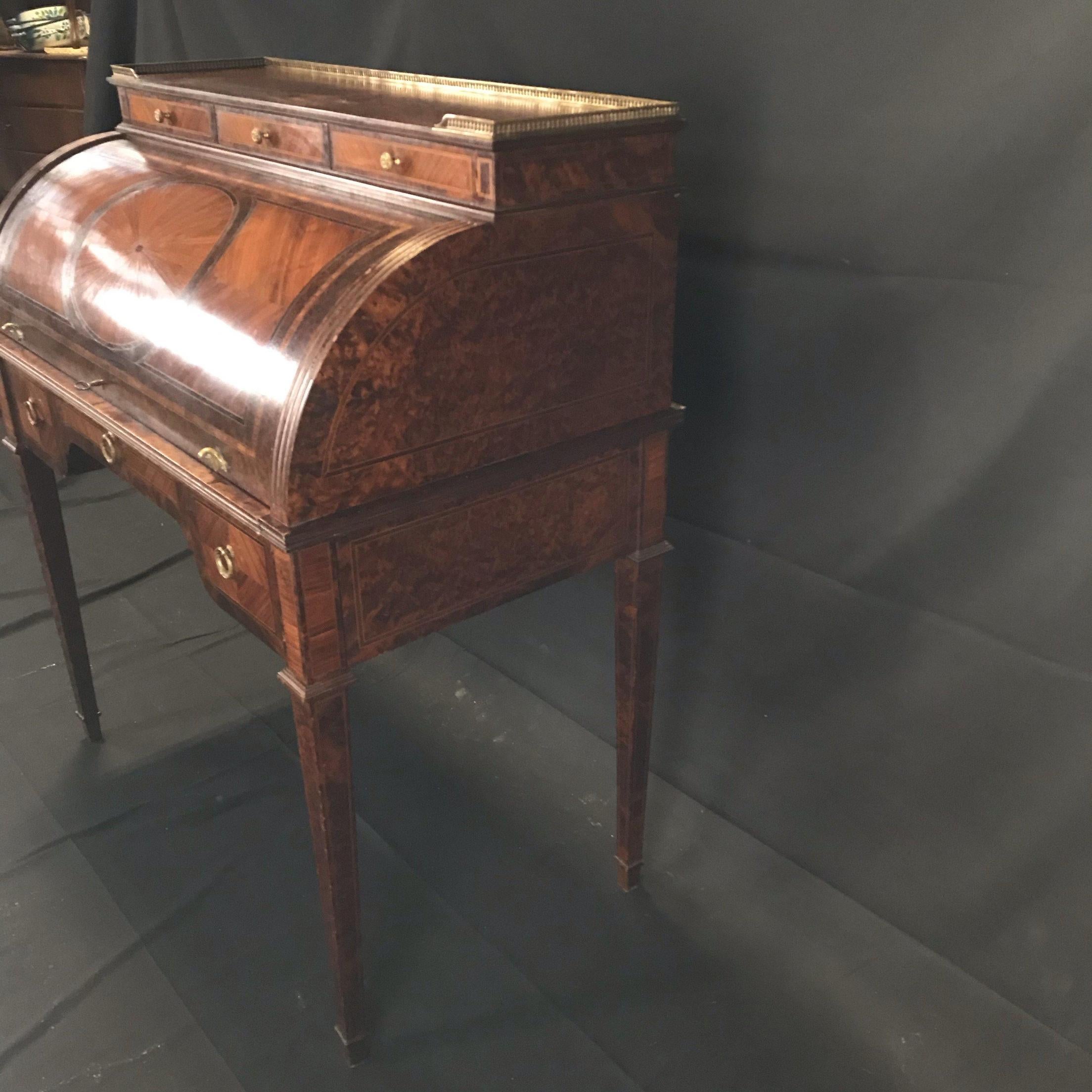 Antique 19th Century Louis XVI Cylinder Bureau Rolltop Desk 4