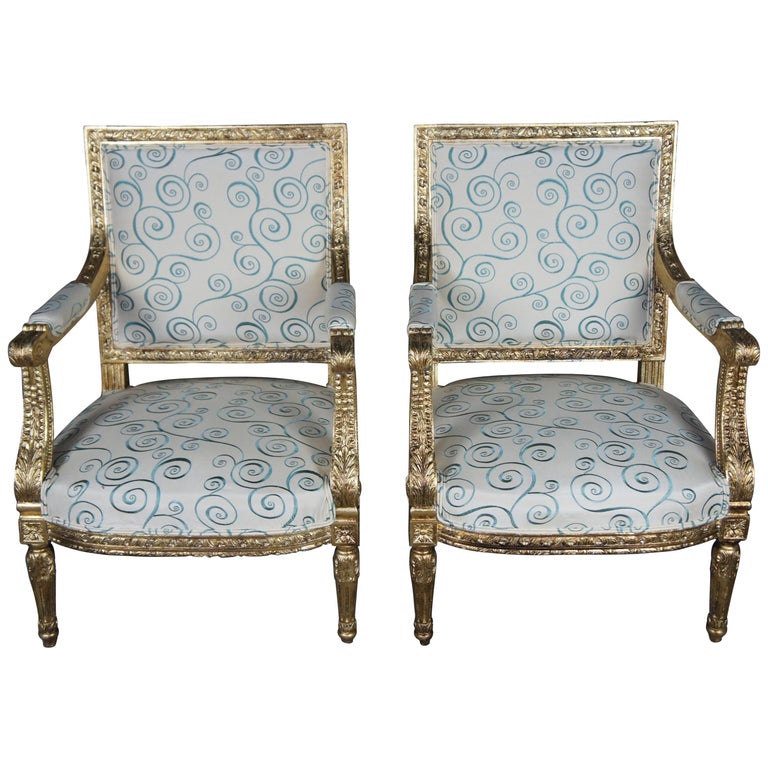 Antique 19th Century Louis Xvi Fauteuil, French Arm Chairs