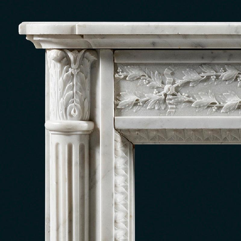 French Antique 19th Century Louis XVI fireplace Mantel with Column Jambs