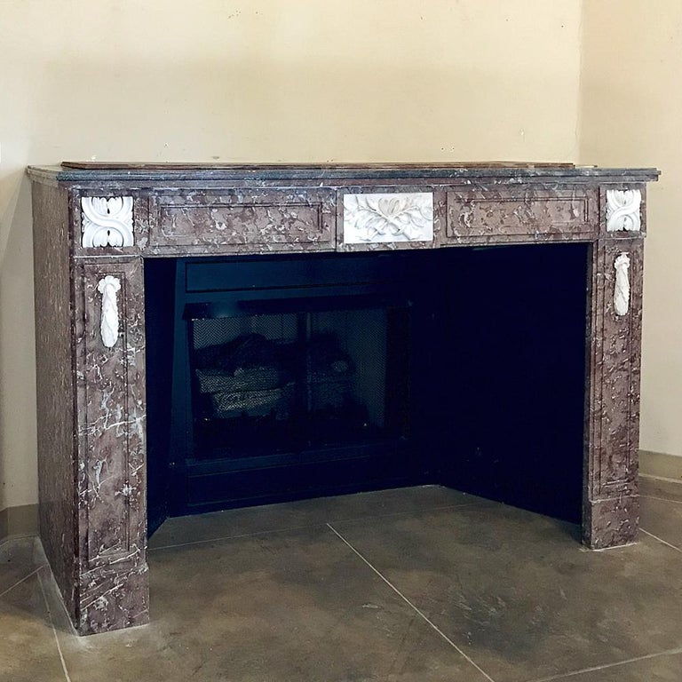 Antique 19th Century Louis Xvi French Rouge And Carrara Marble
