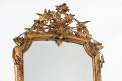 Antique 19th century Louis XVI gold leaf gilt French Pier mirror with crest