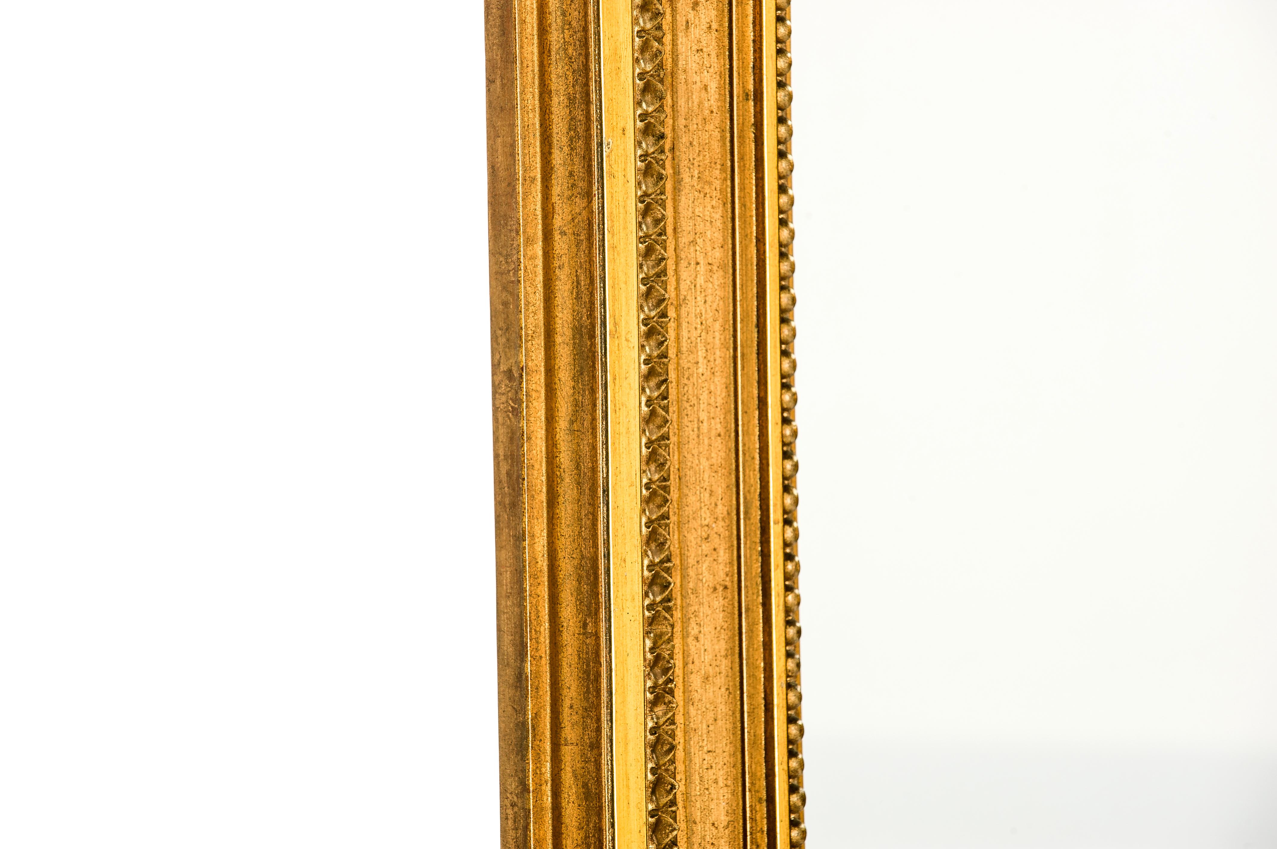 Antique 19th Century Louis XVI  Gold Leaf Gilt French Pier Mirror with Crest 1