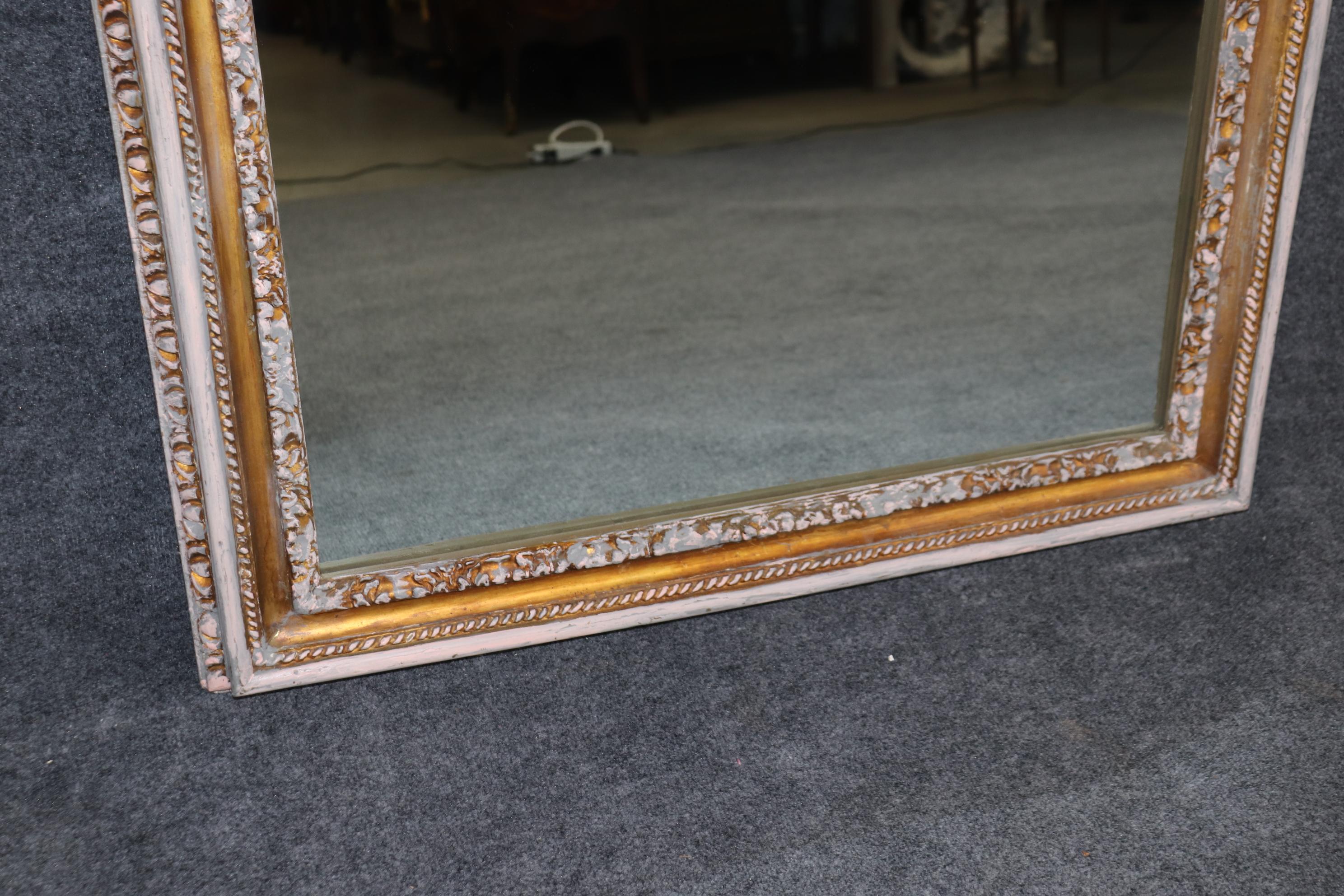 Antique 19th Century Louis XVI Style Distressed Silver & Gilt Wall Mirror In Good Condition For Sale In Swedesboro, NJ