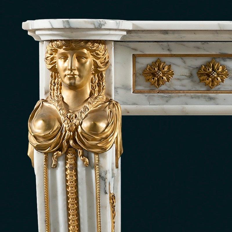 French Antique 19th Century, Louis XVI Style Fireplace Mantel For Sale