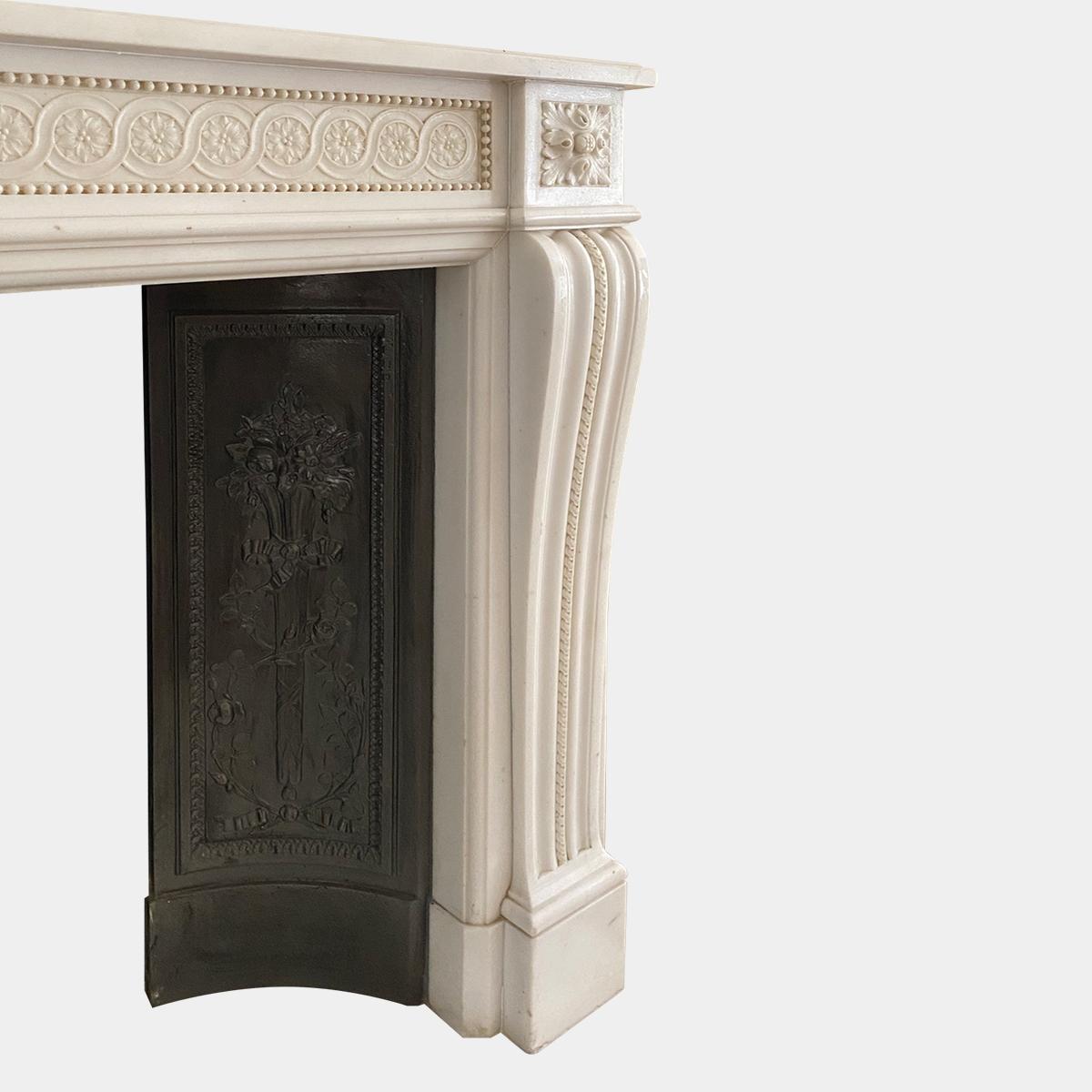 Antique 19th Century Louis XVI Style Statuary Marble Fireplace Mantel In Good Condition In London, GB