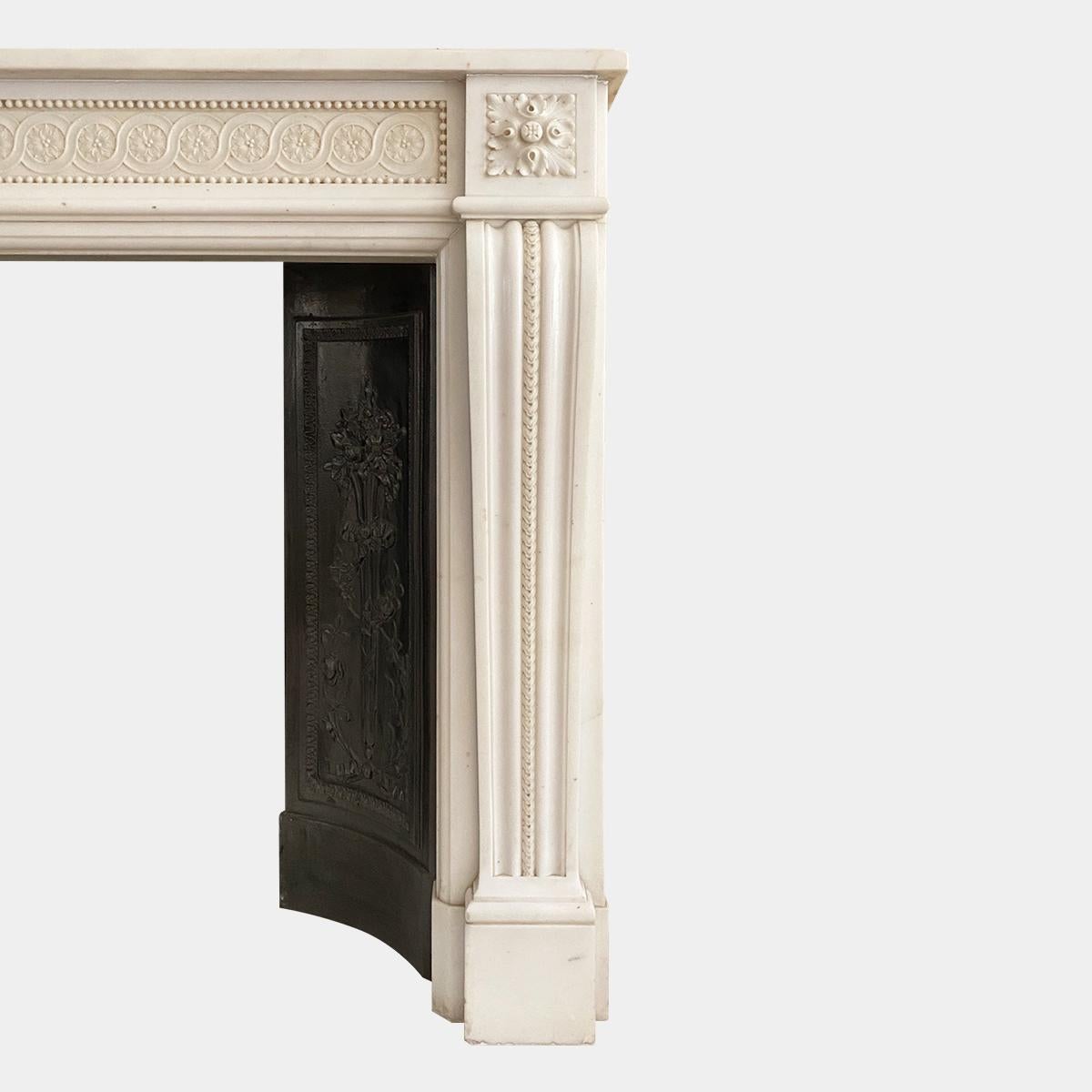 Antique 19th Century Louis XVI Style Statuary Marble Fireplace Mantel 2