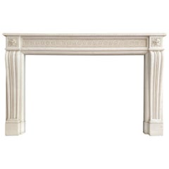 Antique 19th Century Louis XVI Style Statuary Marble Fireplace Mantel