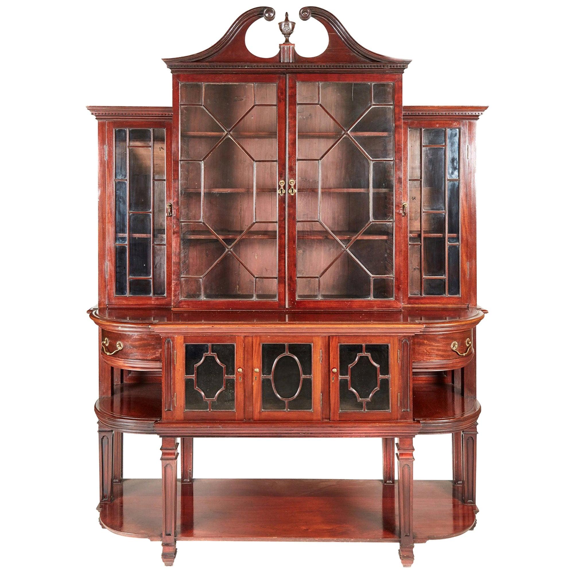 Antique 19th Century Mahogany Astragal Glazed Breakfront Bookcase For Sale