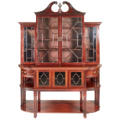 Antique 19th Century Mahogany Astragal Glazed Breakfront Bookcase