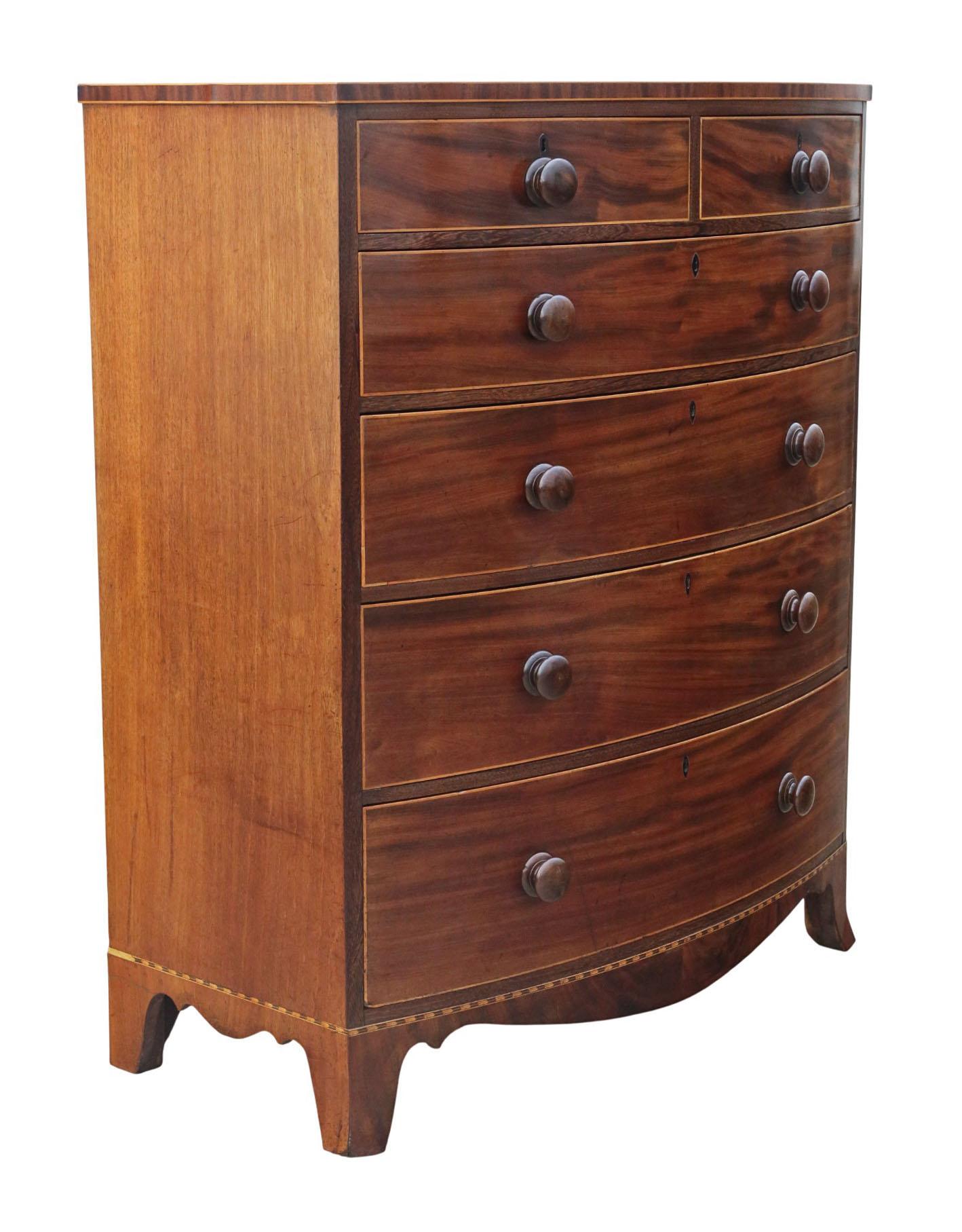 Fine Quality Antique 19th Century Mahogany Bow Front Chest of Drawers Stamped Gillows

A 19th-century mahogany bow front chest of drawers stamped Gillows, which showcases attractive age, colour, and patina. Full of charm and character, this rare