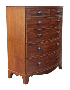 Antique 19th Century Mahogany Bow Front Chest of Drawers- Fine Quality Gillows