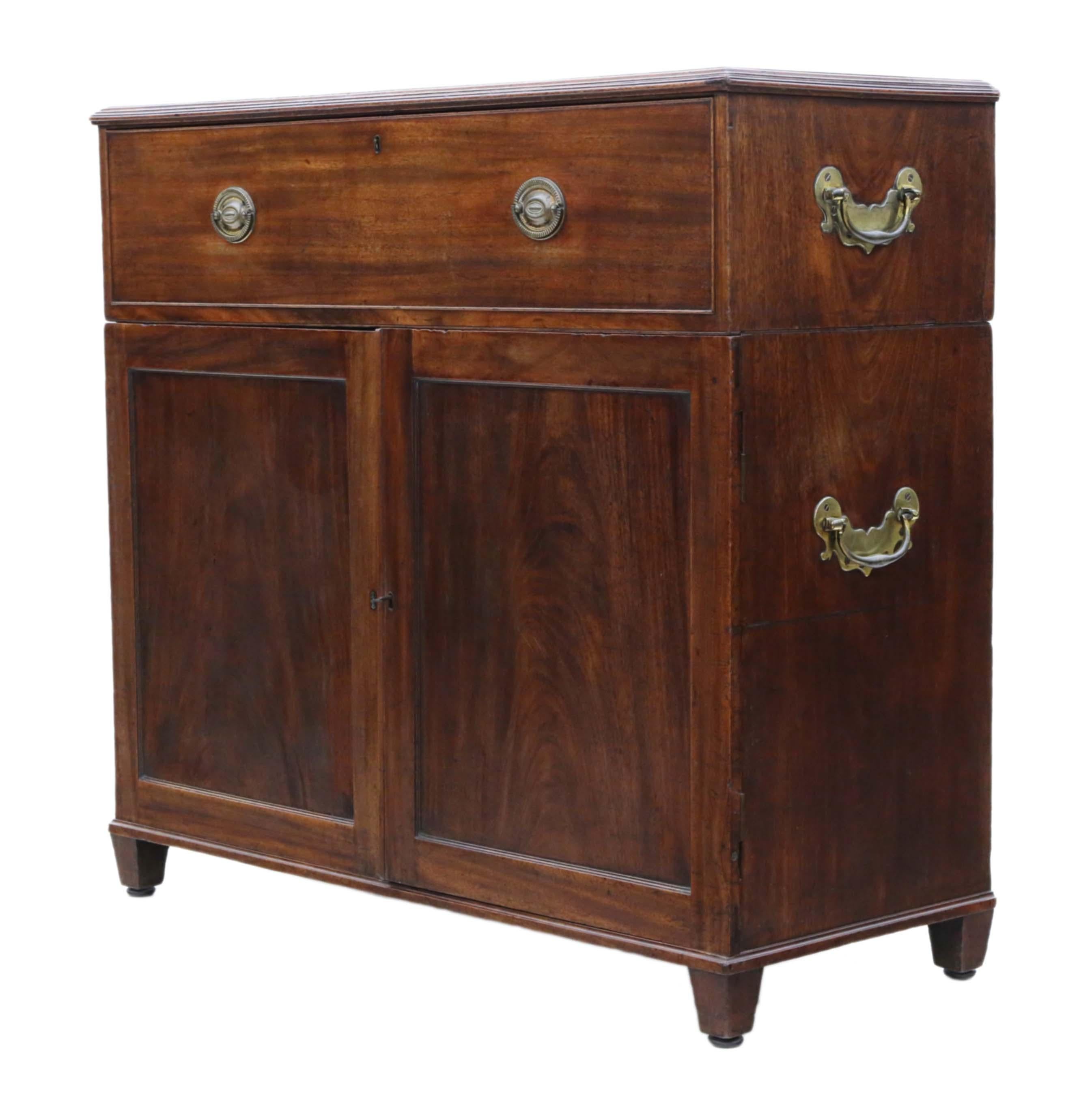 Wood Antique 19th Century Mahogany Campaign Chest of Drawers For Sale