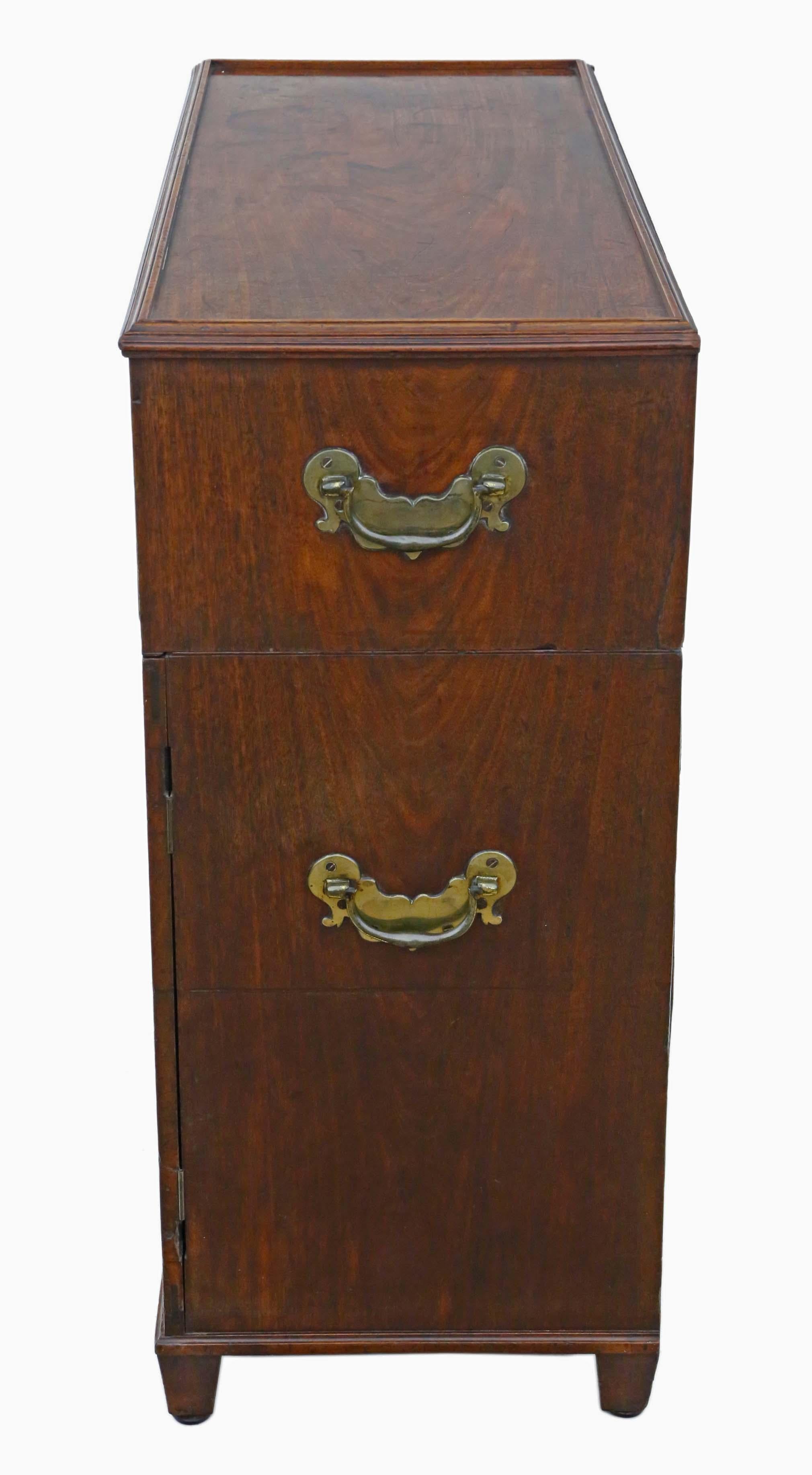 Antique 19th Century Mahogany Campaign Chest of Drawers For Sale 3