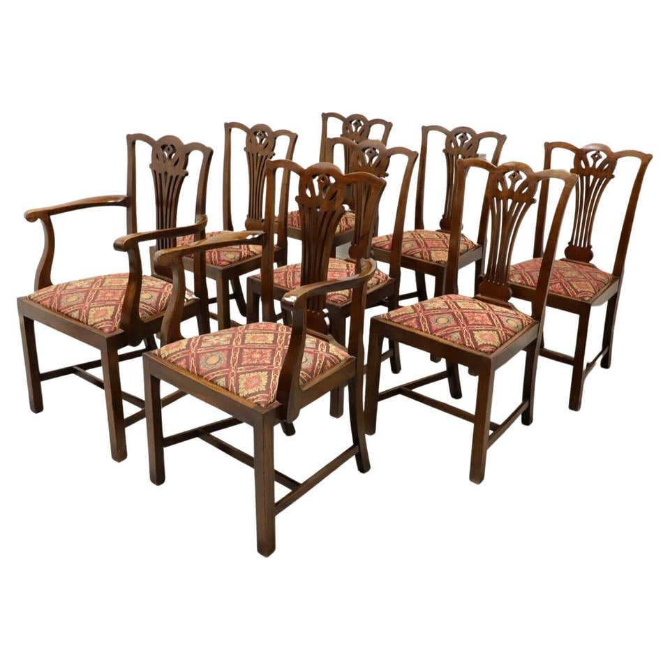 Large and Fantastic Set of 18 Antique Chippendale Dining Room Chairs at ...