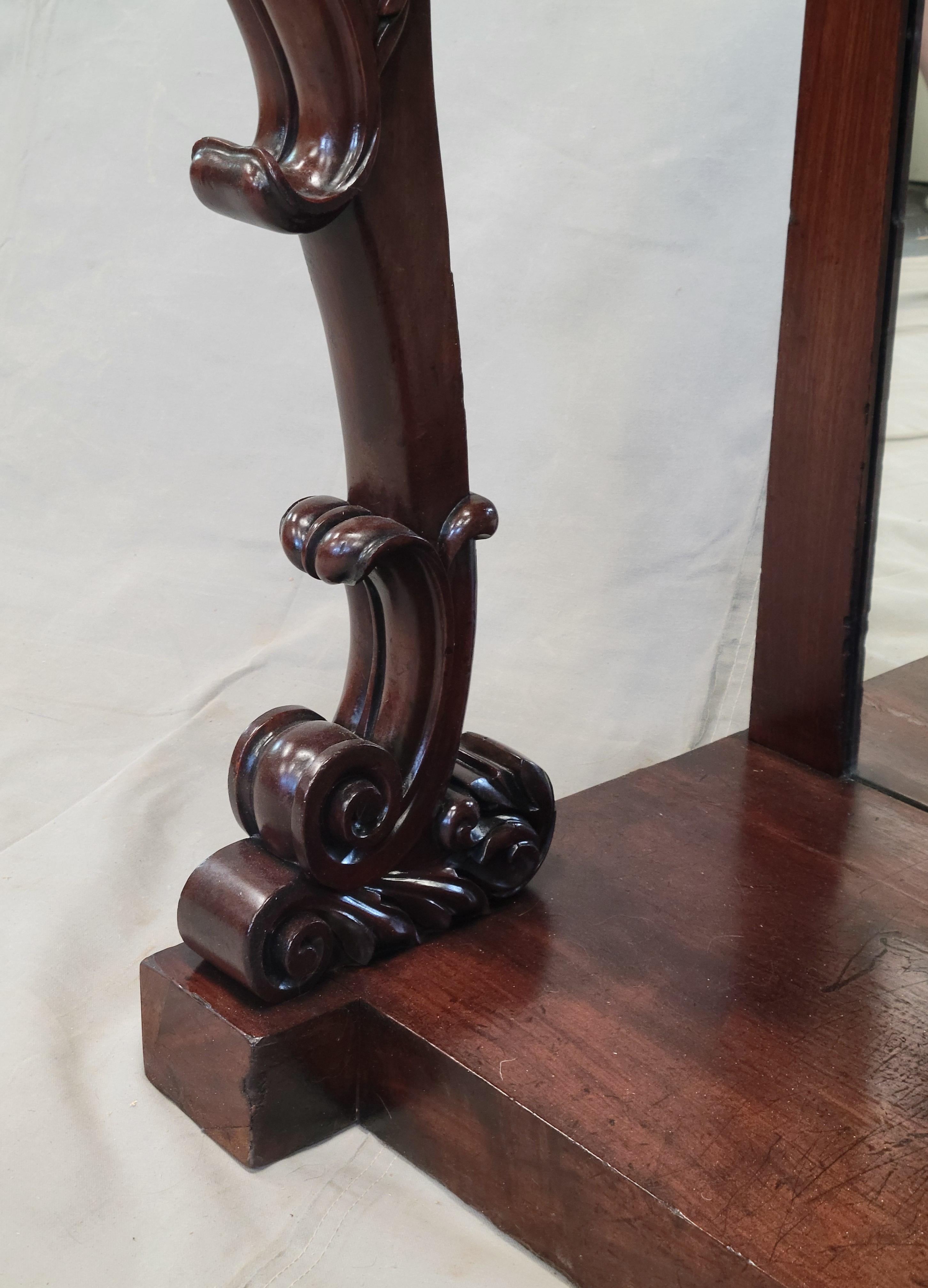 Antique 19th Century Mahogany Console Table With Carrara Marble Top For Sale 6