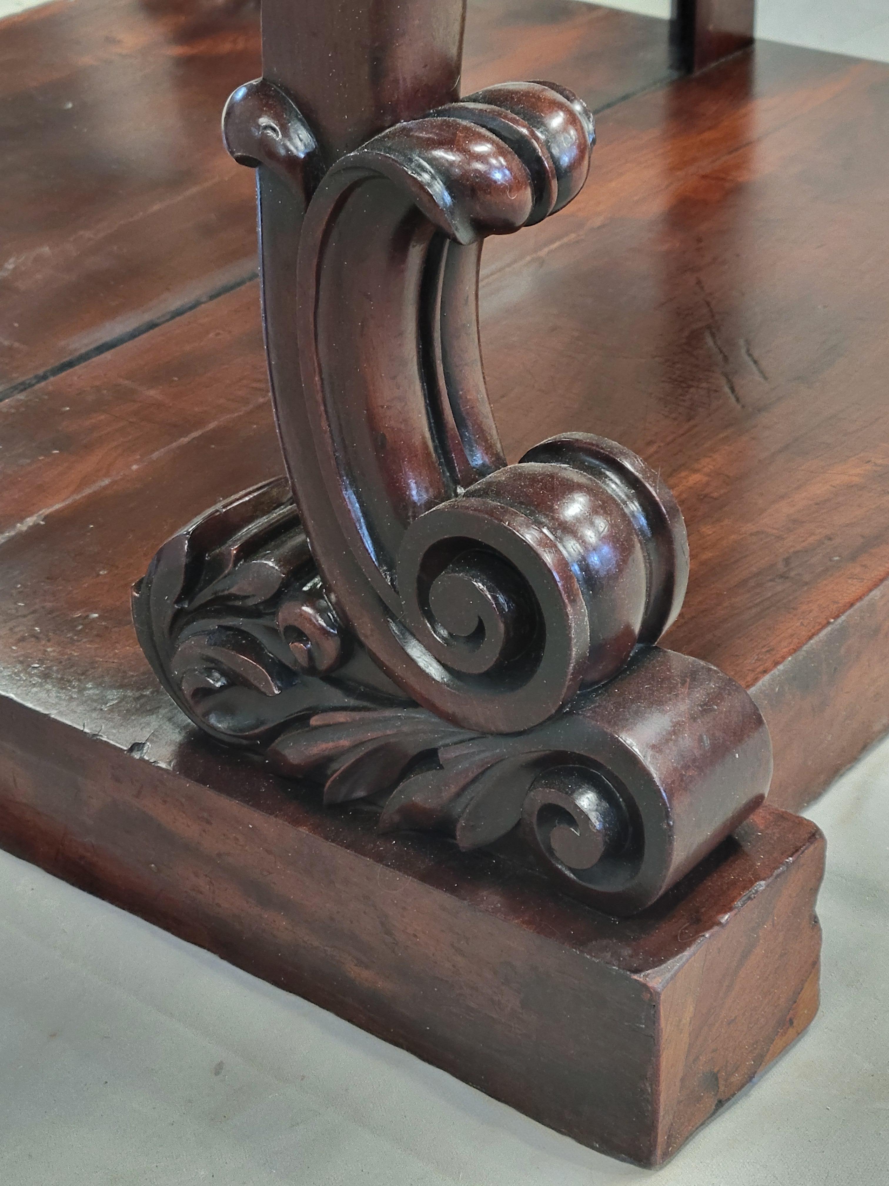 Antique 19th Century Mahogany Console Table With Carrara Marble Top For Sale 2