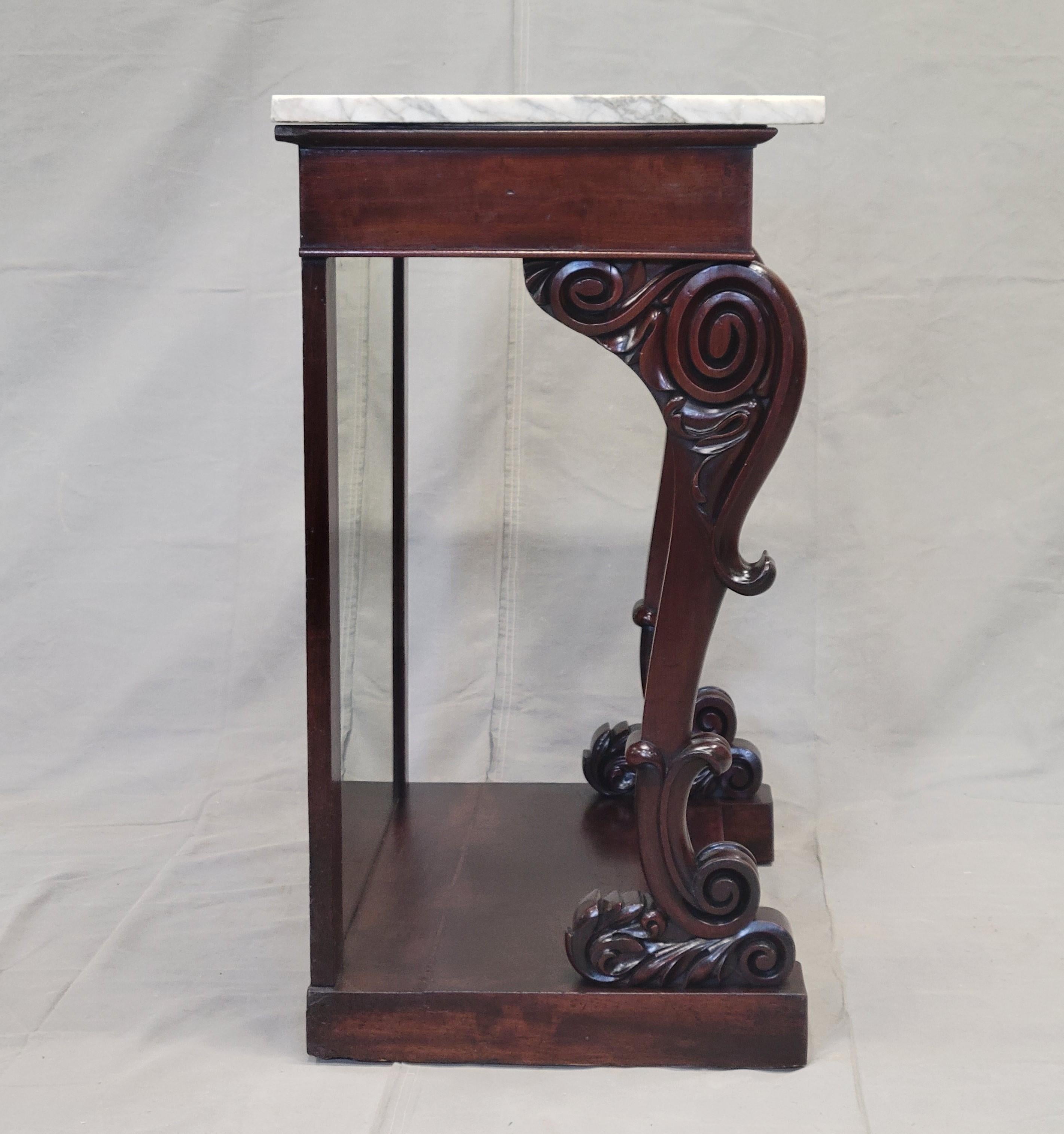 Antique 19th Century Mahogany Console Table With Carrara Marble Top For Sale 3