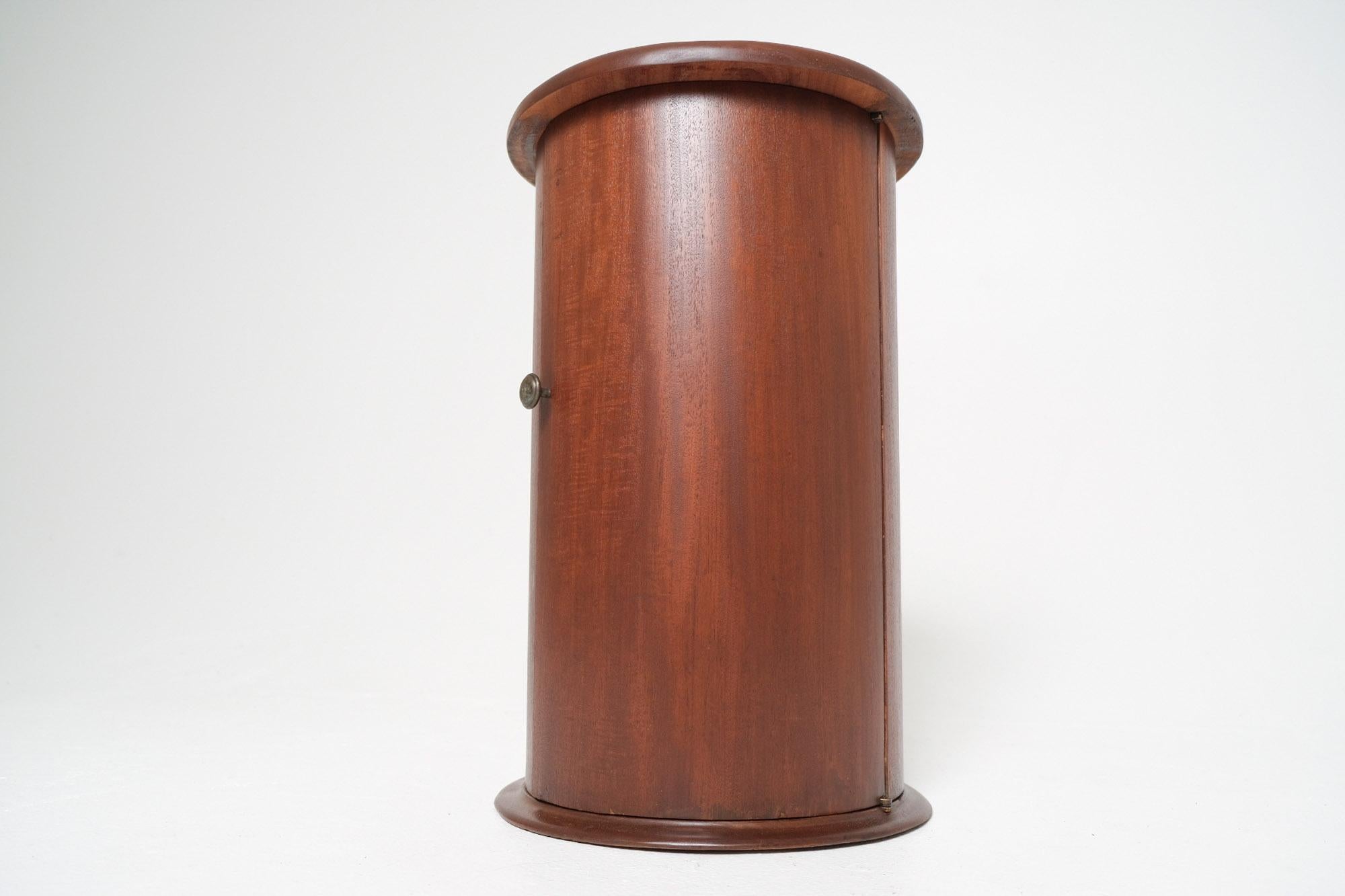 Molded Antique 19th Century Mahogany Cylindrical Bedside Table For Sale
