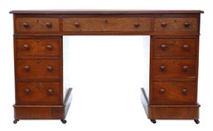 Antique 19th Century Mahogany Desk Writing Dressing Table Twin Pedestal