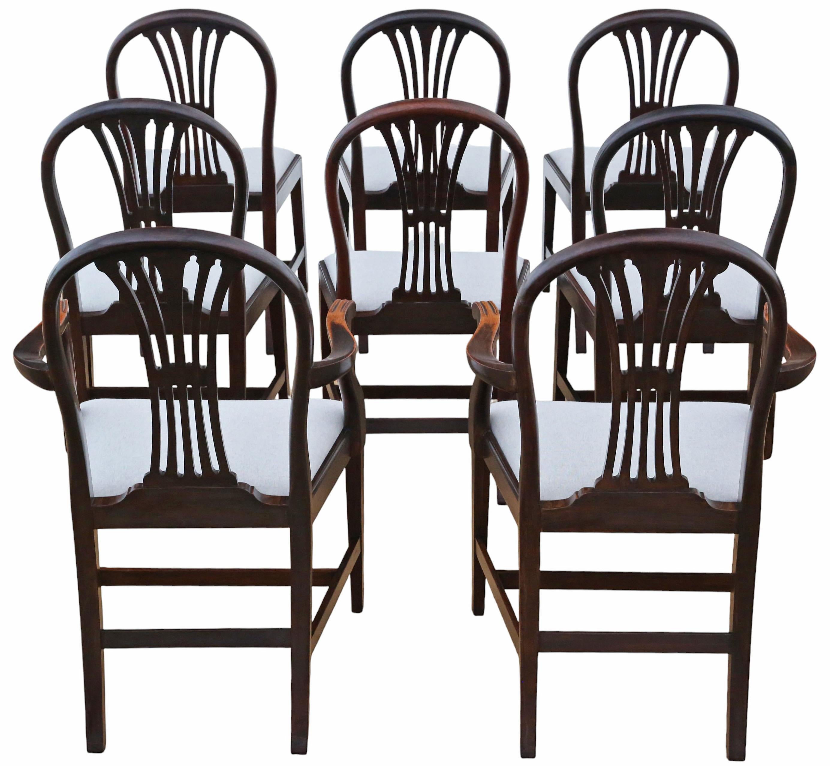 Antike Mahagoni-Esszimmerstühle aus dem 19. Jahrhundert - 8er-Set (6+2) von hoher Qualität

Diese hochwertigen Mahagoni-Stühle aus dem 19. Jahrhundert sind neu gepolstert und zeichnen sich durch traditionelle Proportionen und Handwerkskunst aus.