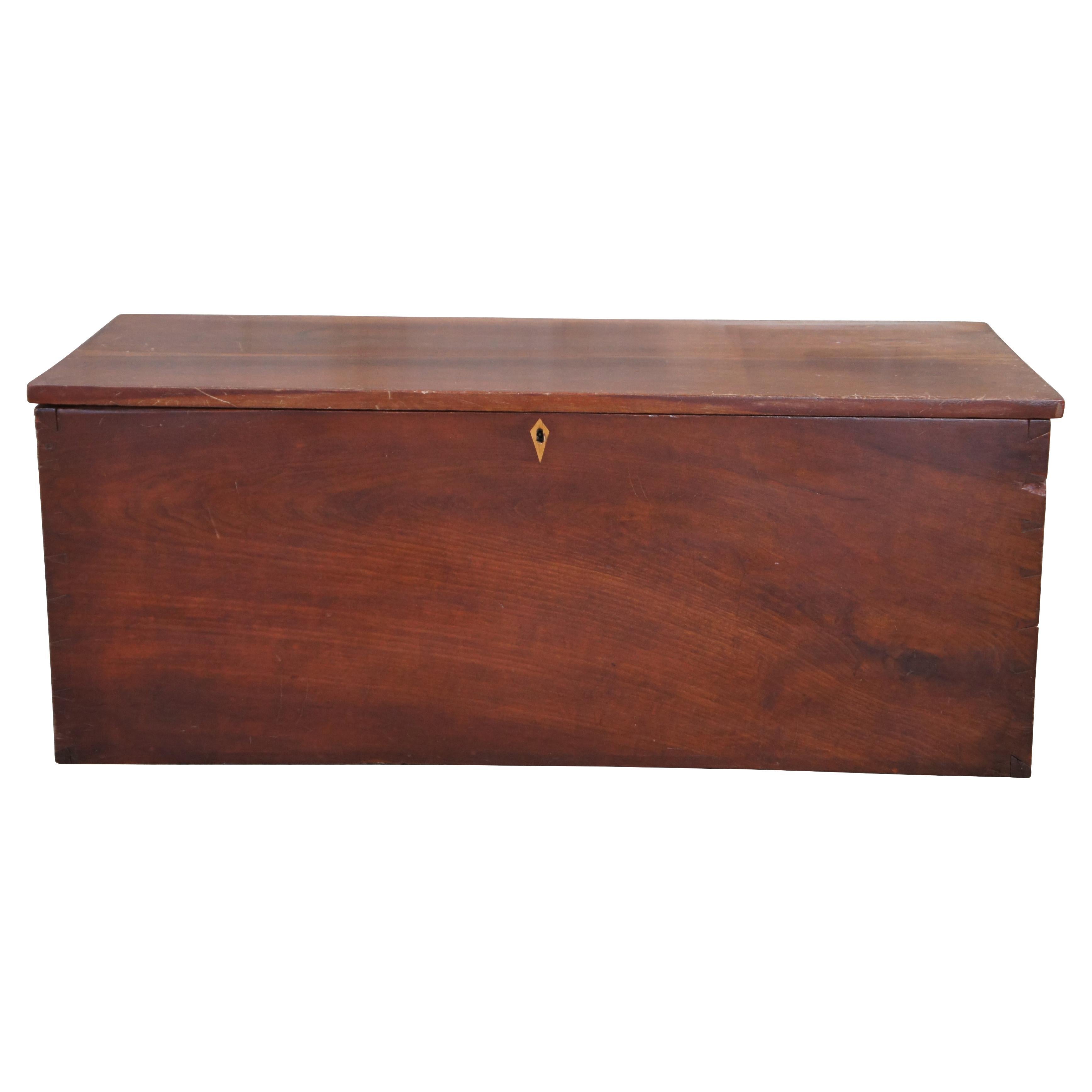 Antique 19th Century Mahogany Dovetailed Blanket Storage Trunk Chest Coffer 42"