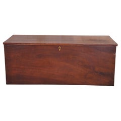 Antique 19th Century Mahogany Dovetailed Blanket Storage Trunk Chest Coffer 42"
