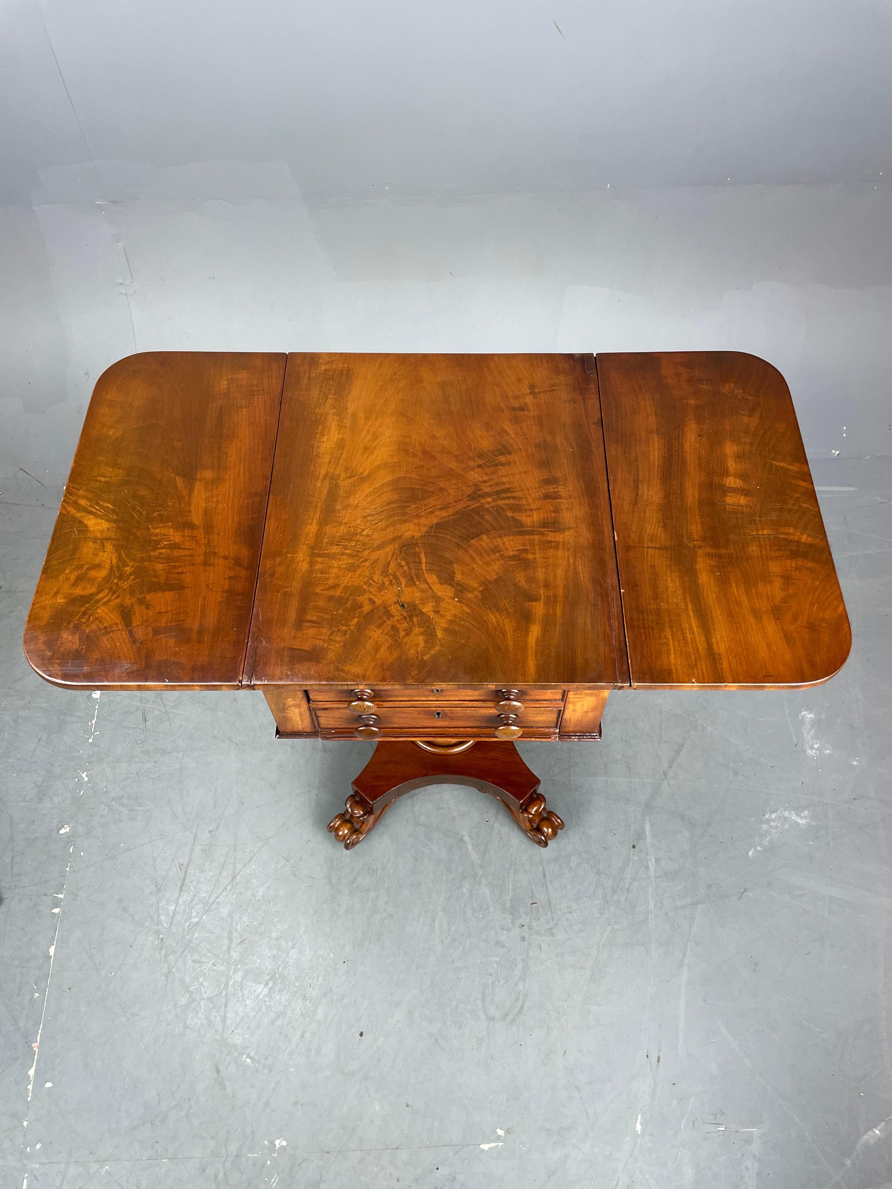 English Antique 19th Century Mahogany Drop Flap Side /Lamp Table