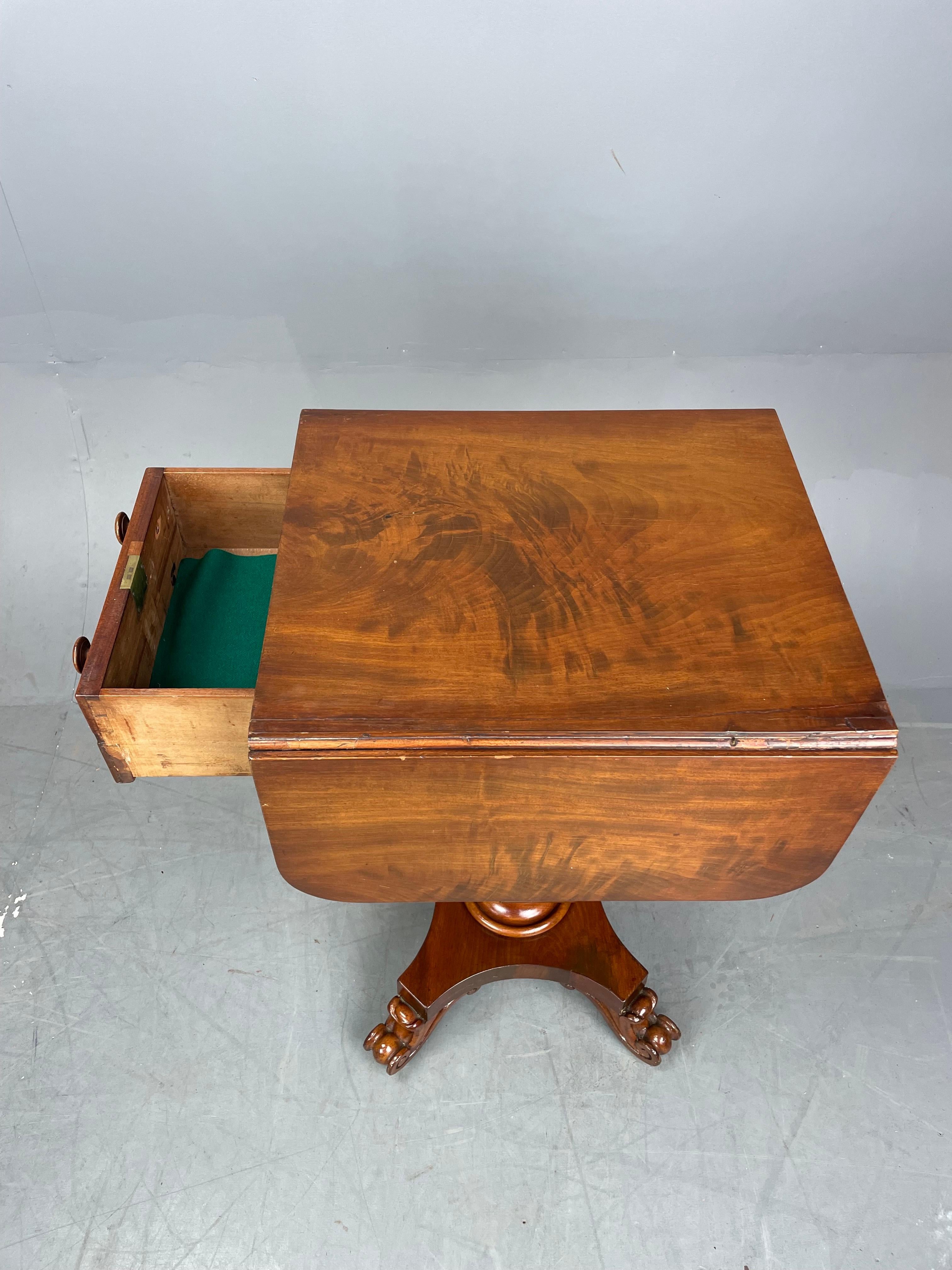Mid-19th Century Antique 19th Century Mahogany Drop Flap Side /Lamp Table