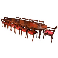 Antique 19th Century Mahogany Extending Dining Table & 16 Balloon Back Chairs