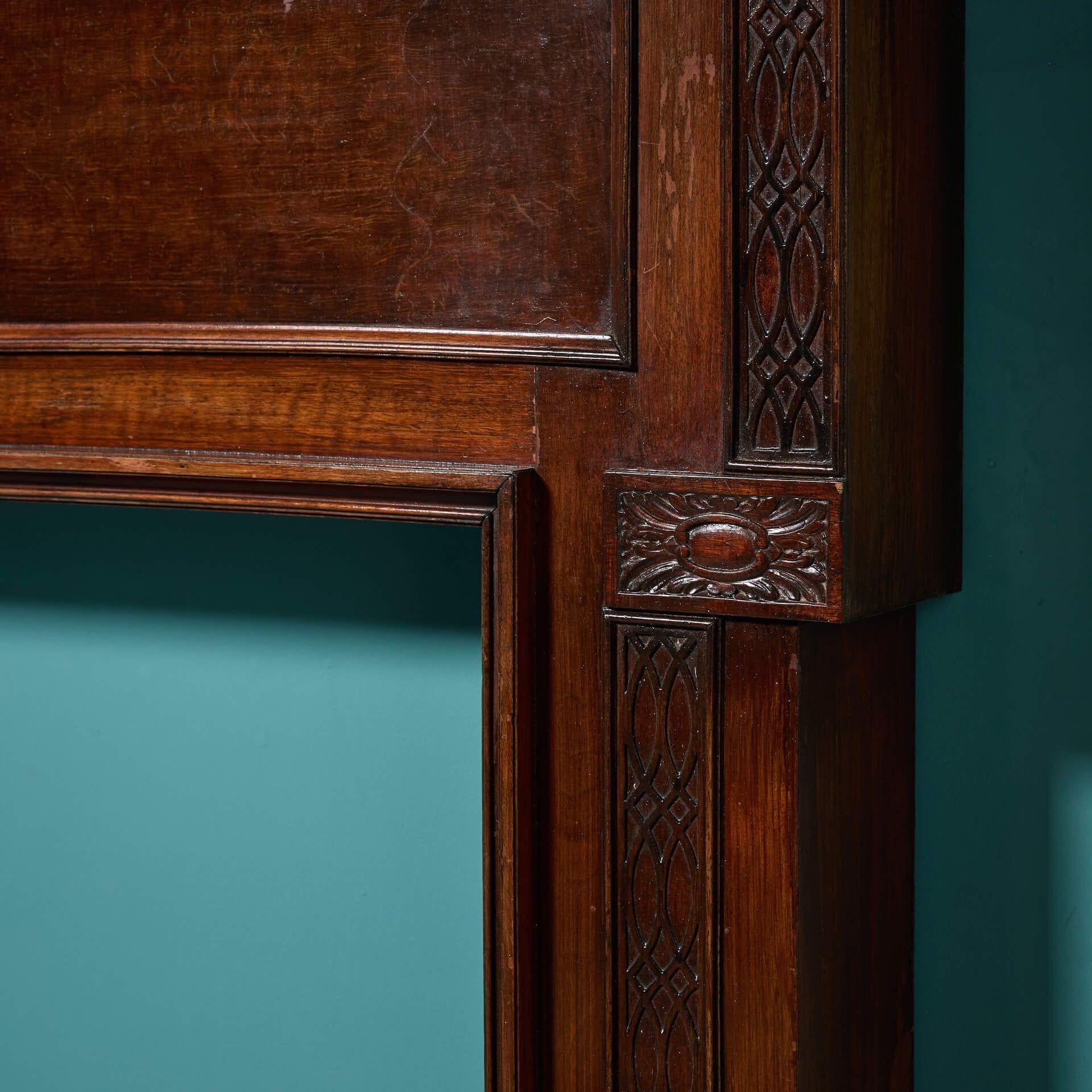 English Antique 19th Century Mahogany Fireplace