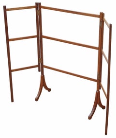 Antique 19th Century Mahogany Folding Clothes Horse / Towel Rail Stand – Quality
