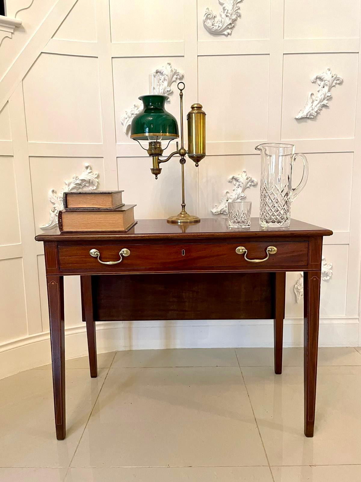 Antique 19th Century Mahogany Inlaid Drop Leaf Side/Lamp Table For Sale 4