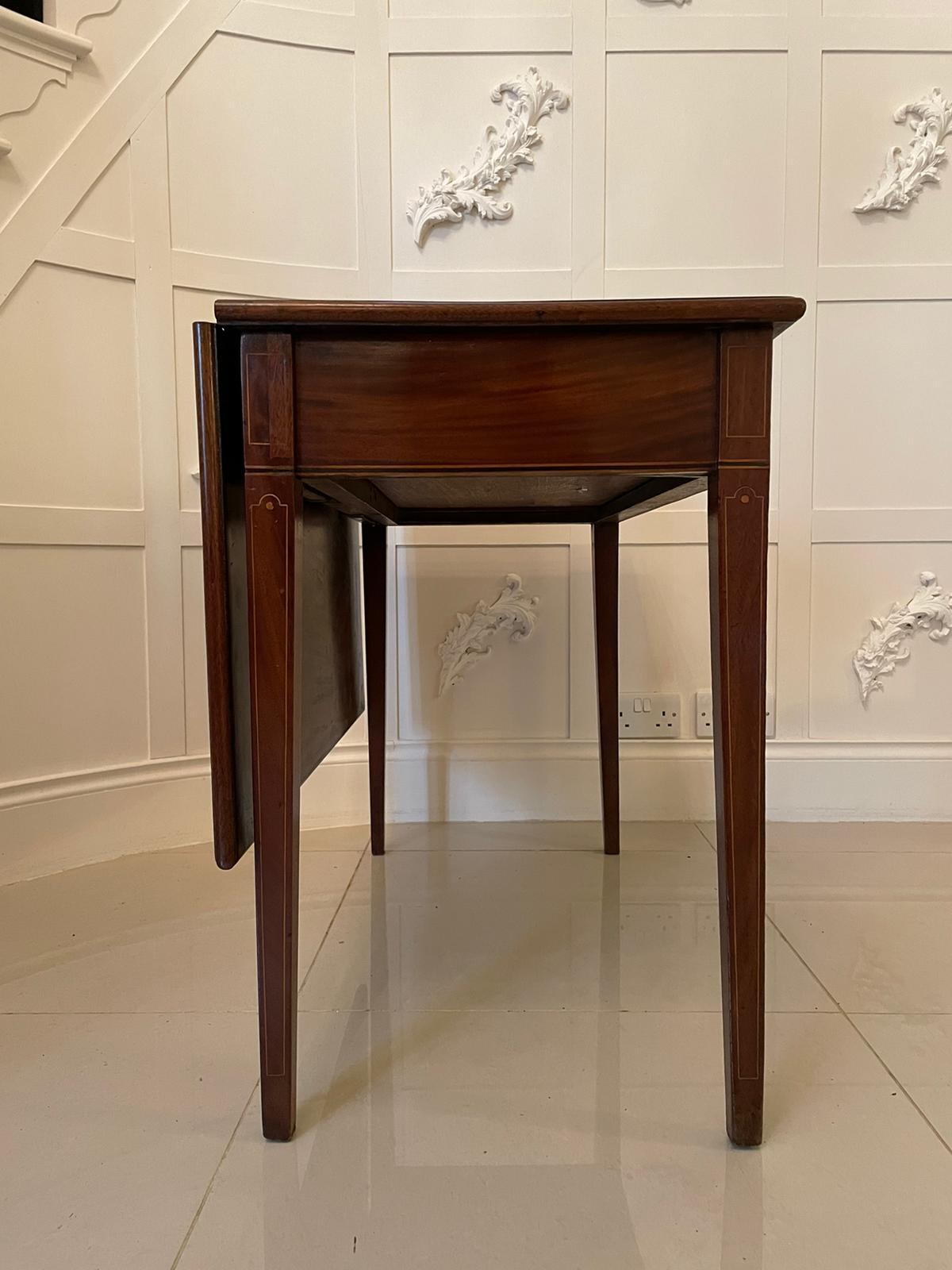 Other Antique 19th Century Mahogany Inlaid Drop Leaf Side/Lamp Table For Sale